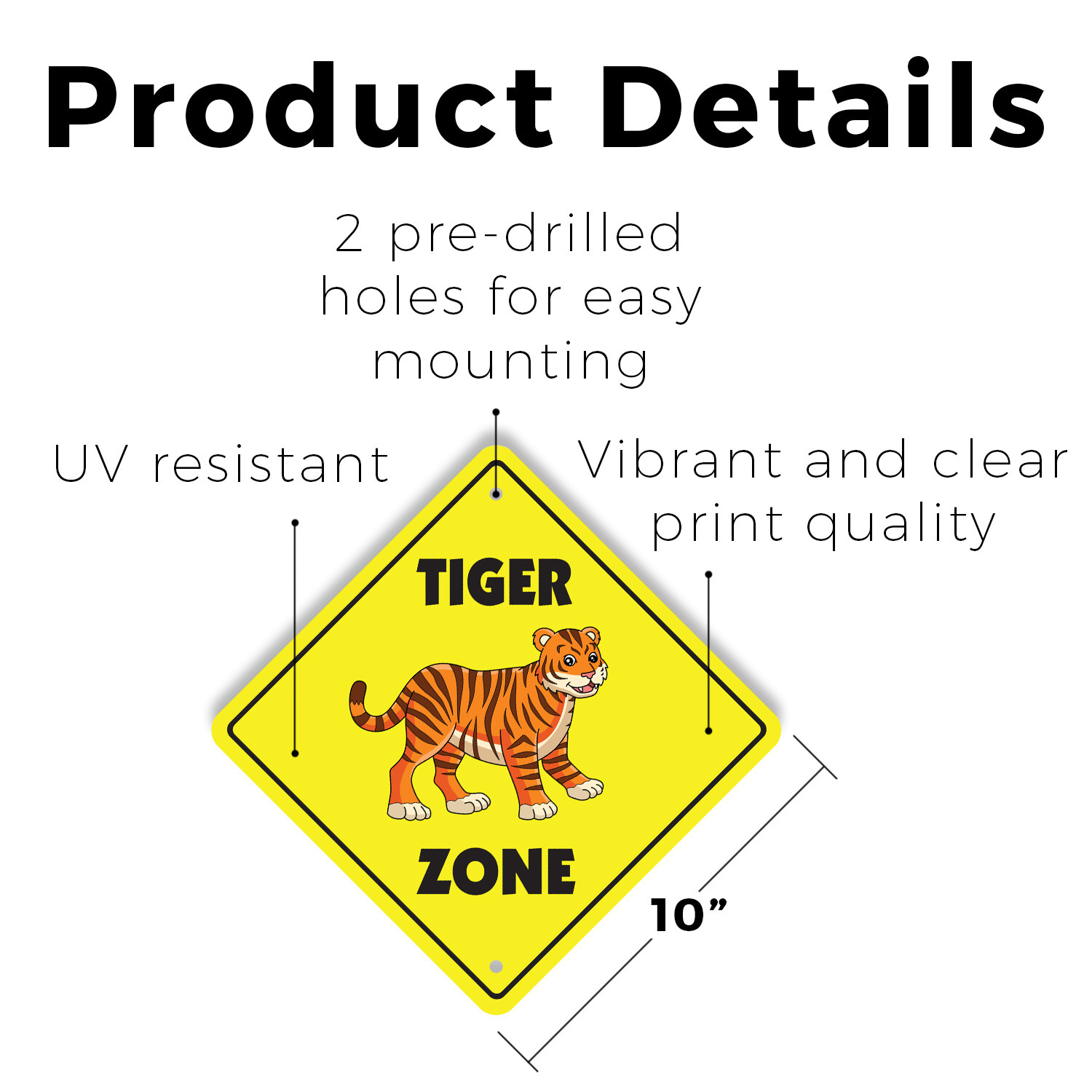 Tiger Plastic Street Sign Crossing Xing Gift Novelty Funny