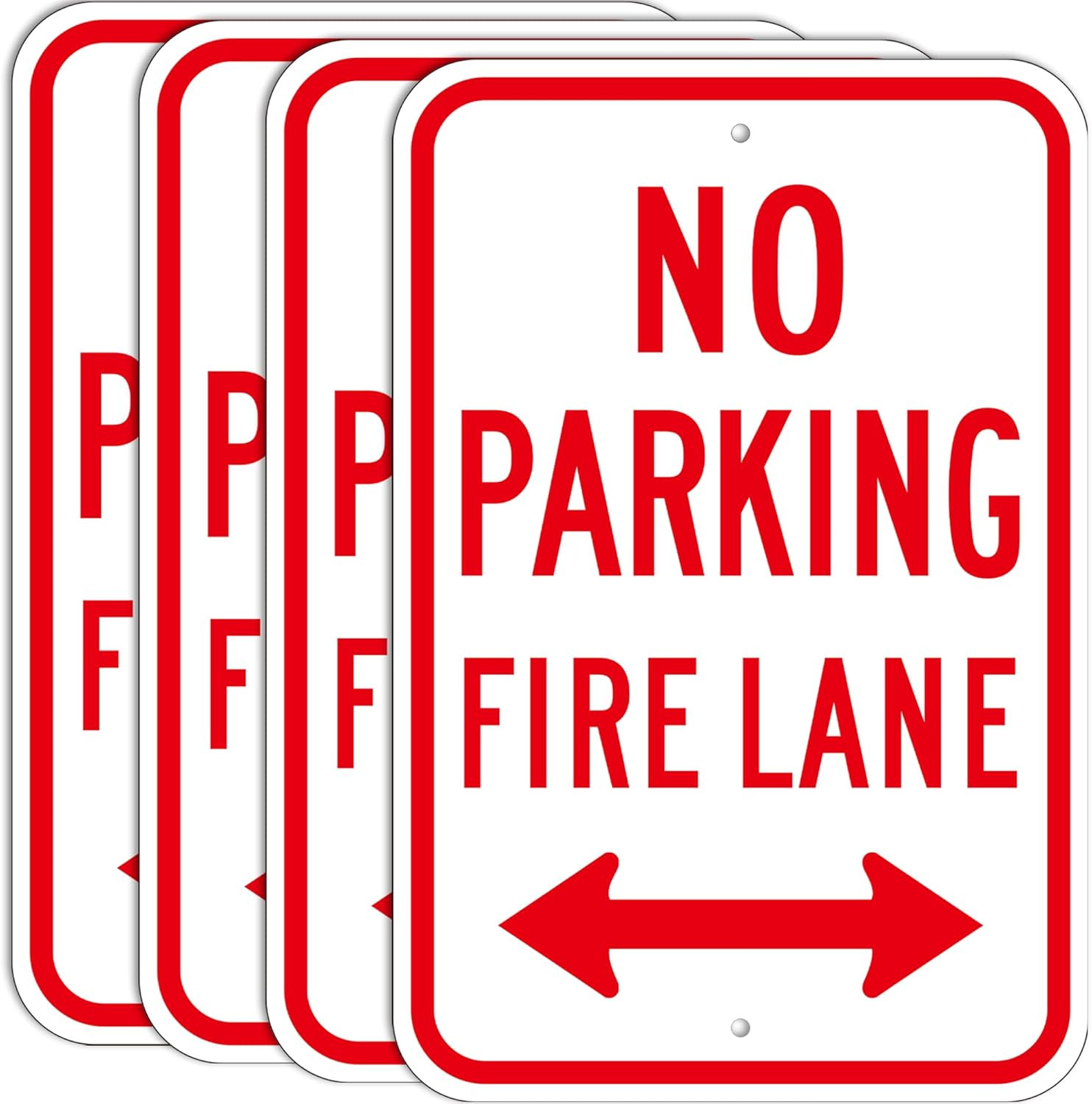 4 Pack Large No Parking, Fire Lane Sign, 18 X 12 Inches Reflective Rust Free Alu