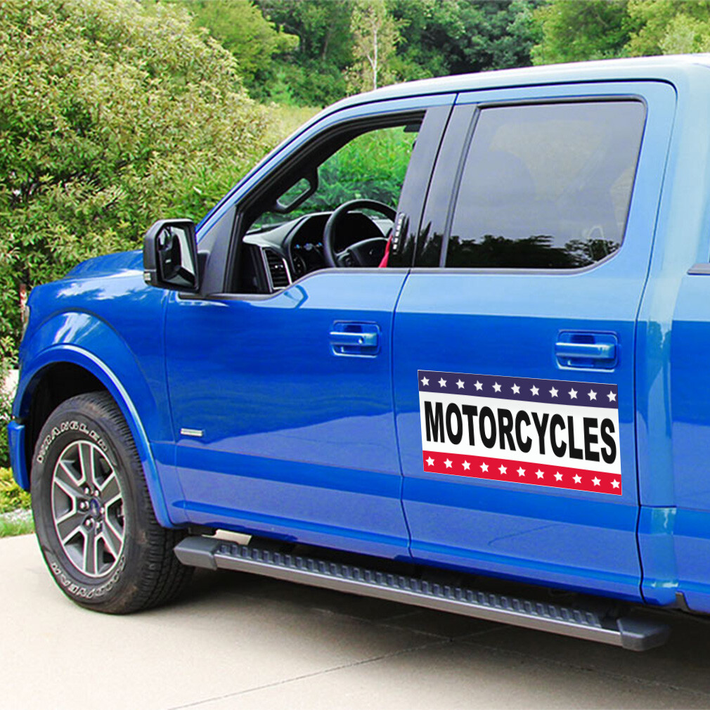 Car Magnet Set of 2 Motorcycles Black Red Blue Auto Car Repair Shop