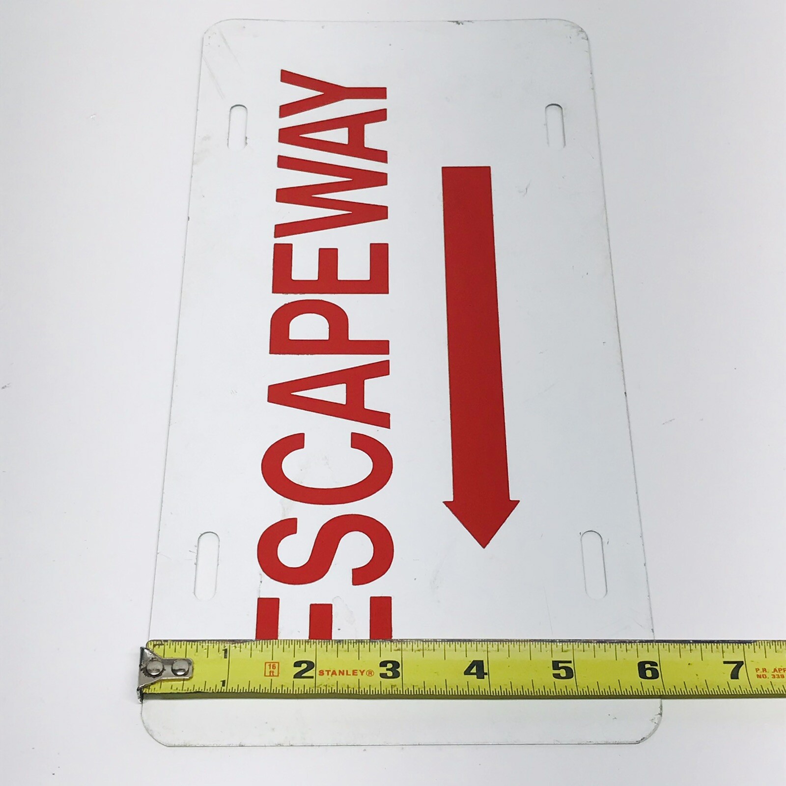 ESCAPEWAY Sign 12×6 Red White Double Sided Aluminum Metal – Novelty Man Cave