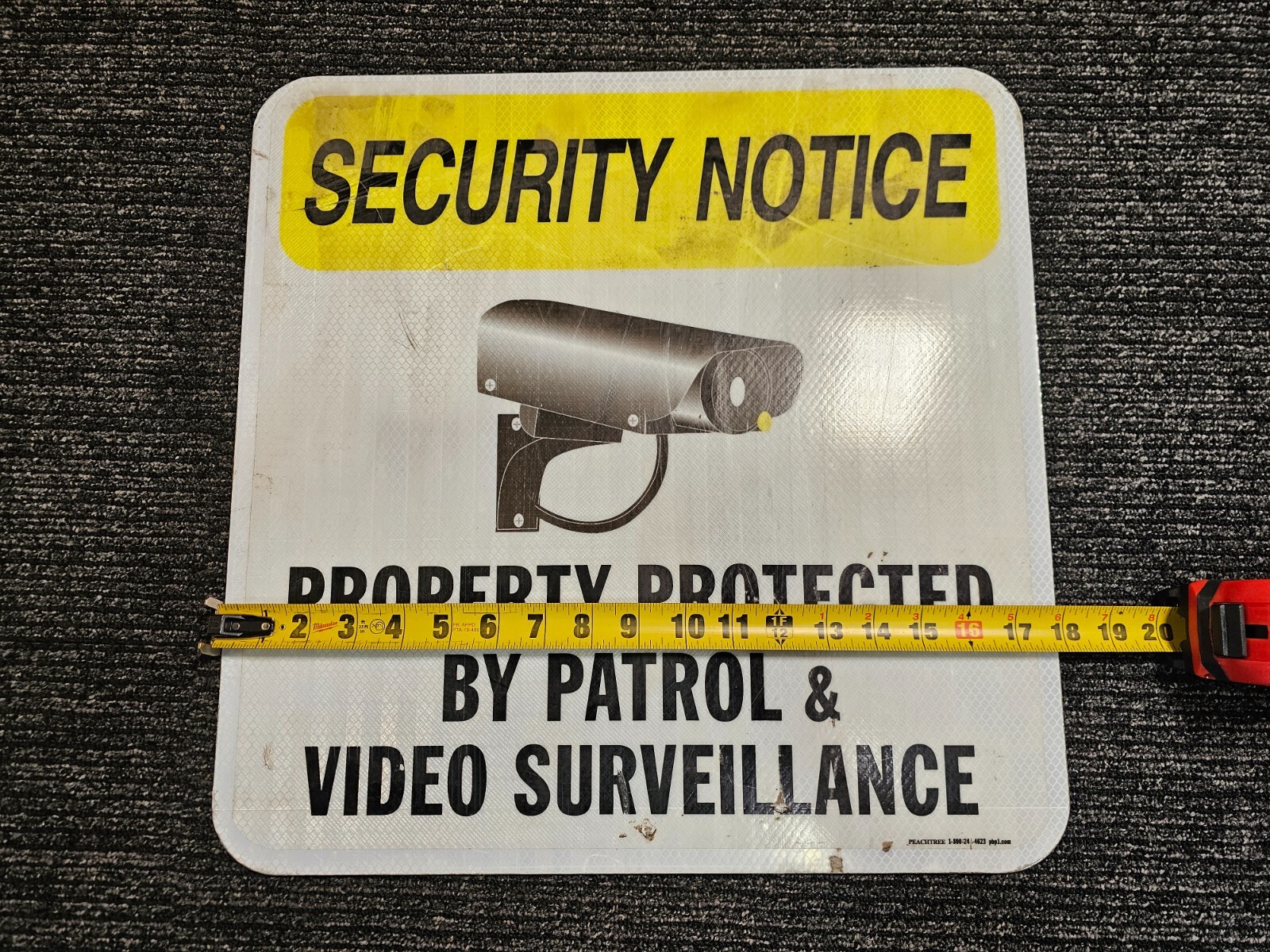 (QTY 2) Peachtree 18&Prime; X 18&Prime; Protected By Video Surveillance Sign, Non-Reflective