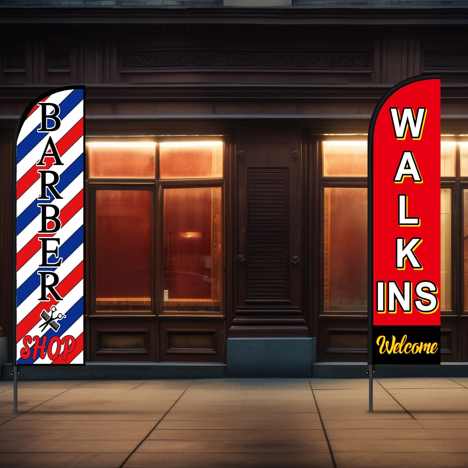 « Barbershop Swooper Flag Kit WalkIns Welcome Feather Banner for Outdoor Ads »