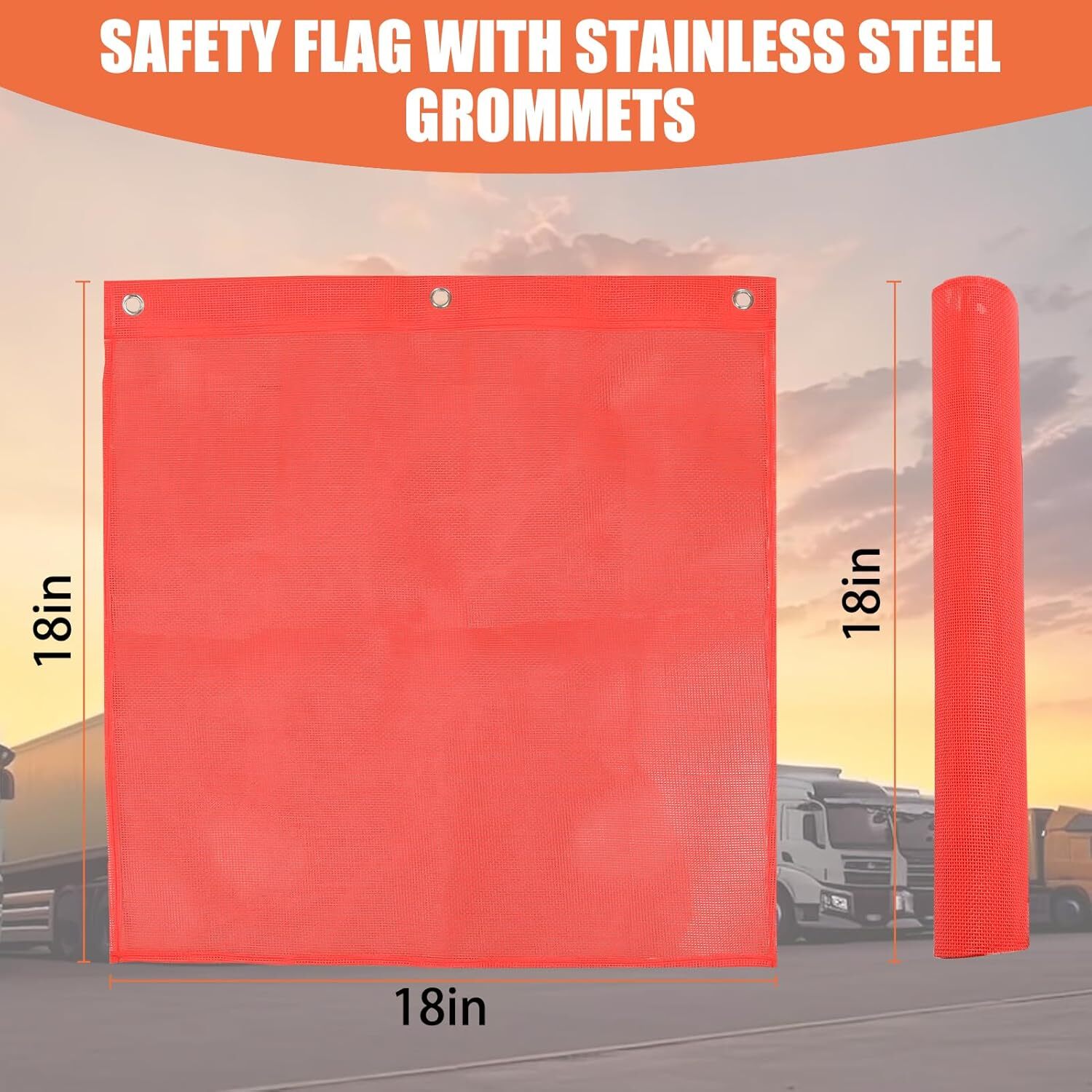 Heavy Duty Magnetic Safety Flags for Trucks (Pack of 4) – 18 x 18 Inch Orange…