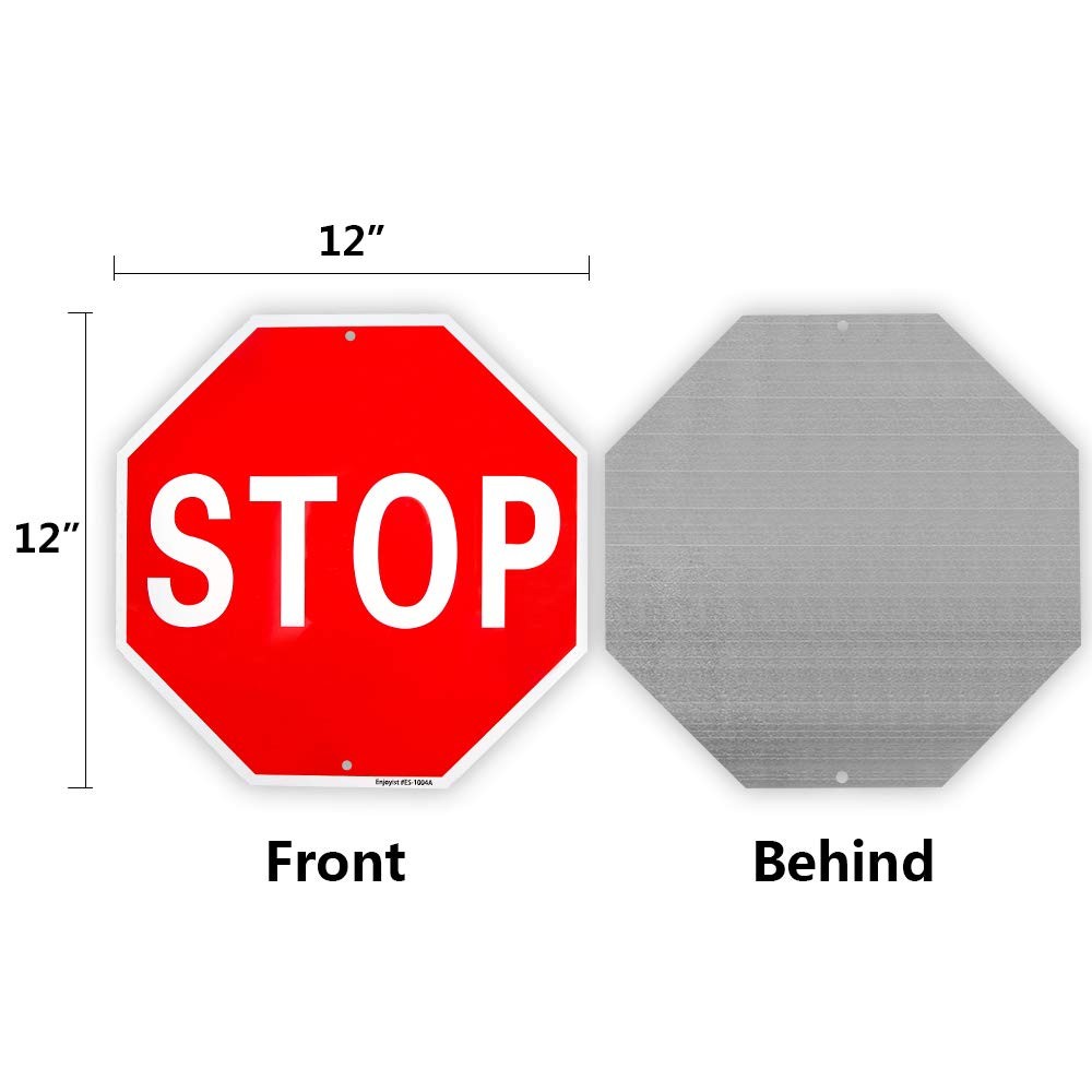 2 PCS Stop Sign 12×12 Inch 40 Mil Aluminum Reflective Weatherproof Sign