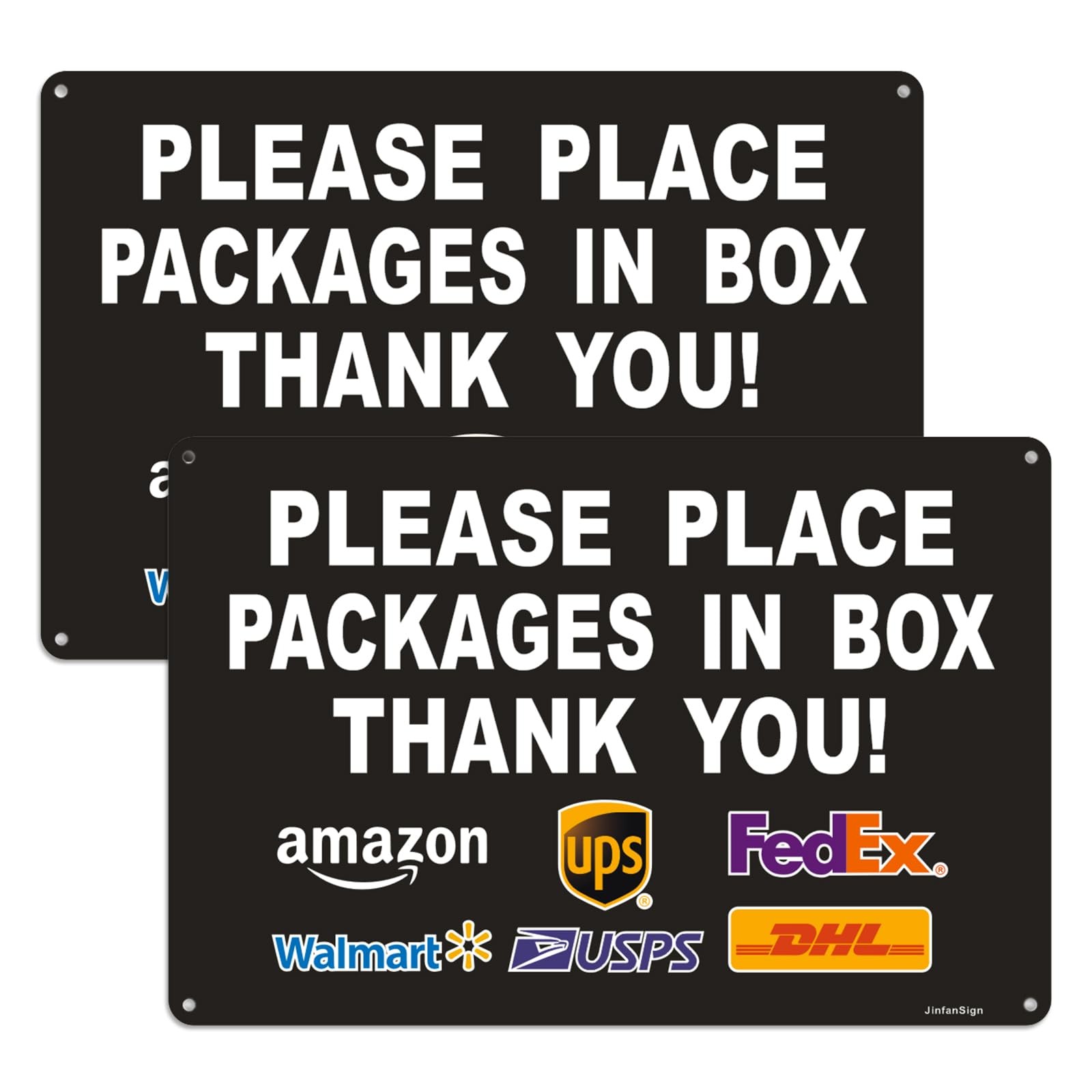 2 Pack Please Place Packages In Box Delivery Instructions Aluminum Sign 12×8 In