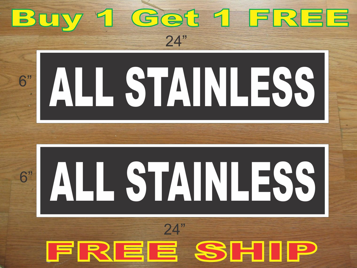 White on Black ALL STAINLESS 6&Prime;x24&Prime; REAL ESTATE RIDER SIGNS Buy 1 Get 1 FREE