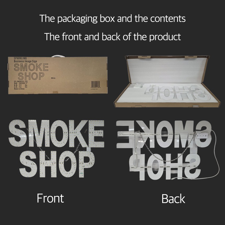 EPL Signs SMOKE SHOP White LED Sign Business 20&Prime;x30&Prime; Remote 3G Sparkling Mode
