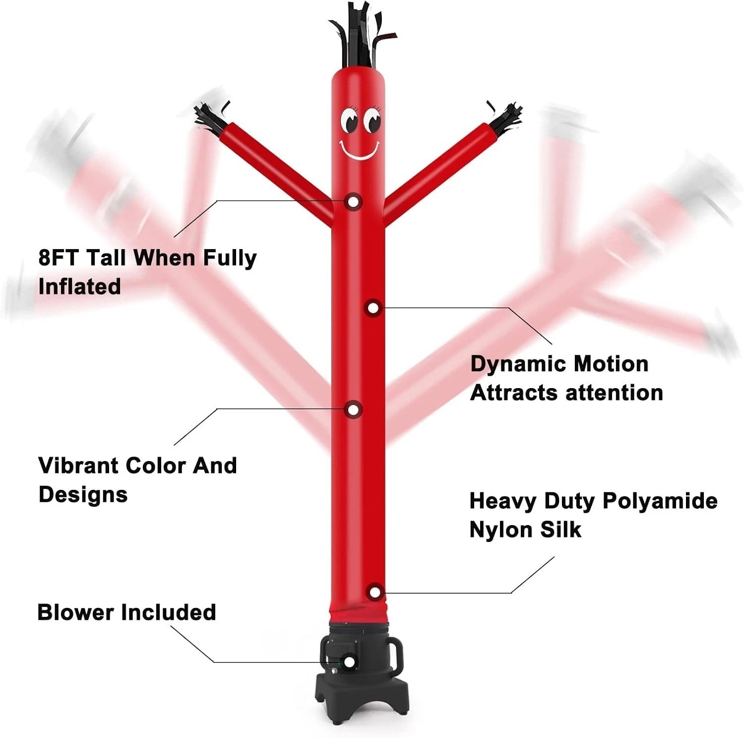 8FT Fly Puppet Dancer with 1/3hp Blower Complete Set RED