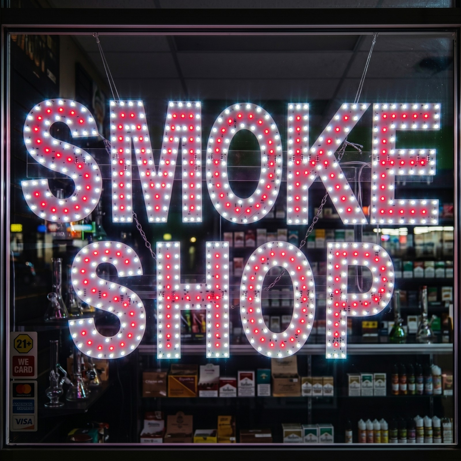 EPL Signs SMOKE SHOP Red LED Sign Business 20&Prime;x30&Prime; Remote 3G Sparkling Mode