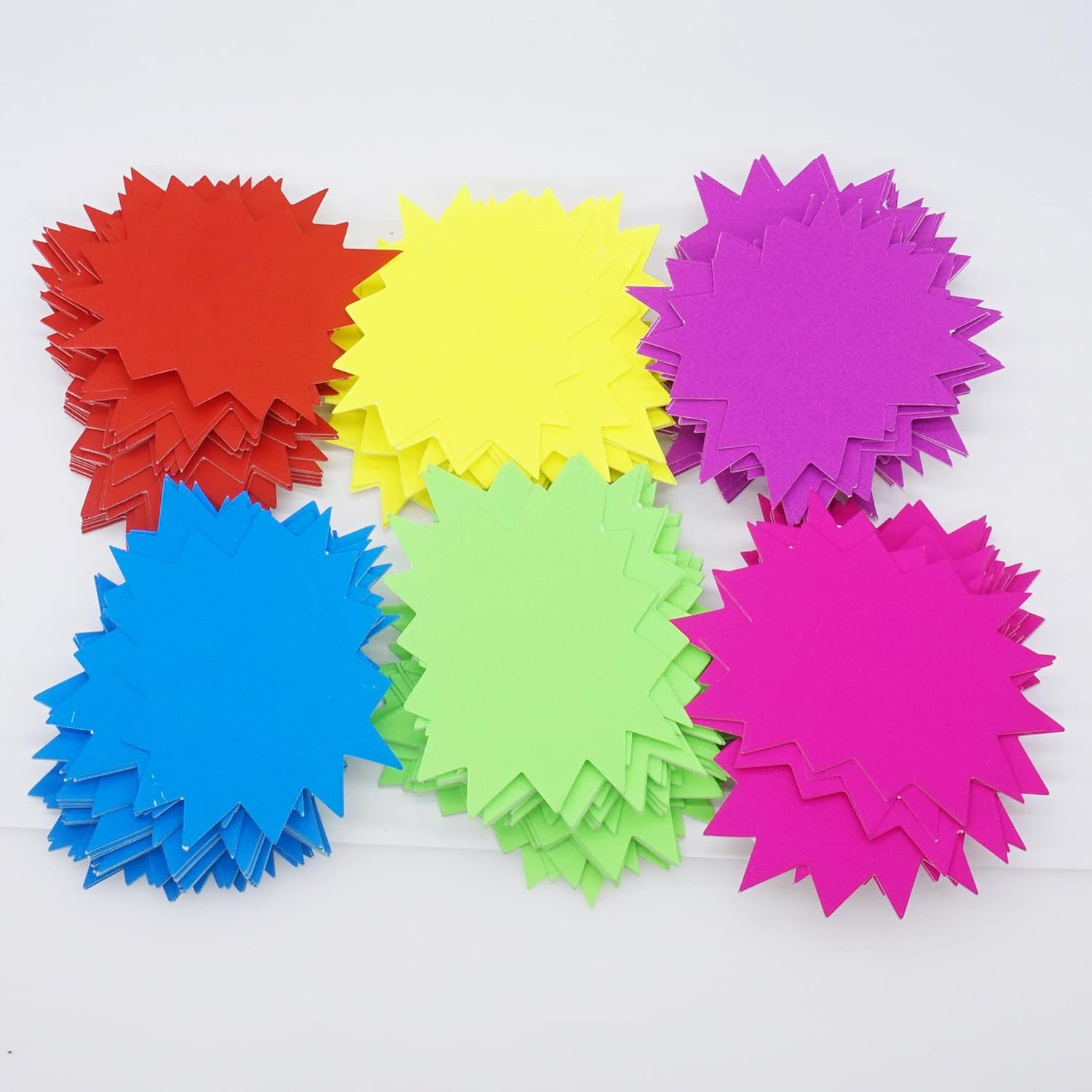 2.8X3.5Inch Neon Signs – 300 Pcs 6 Assorted Bright Color, Burst Star Cutouts for