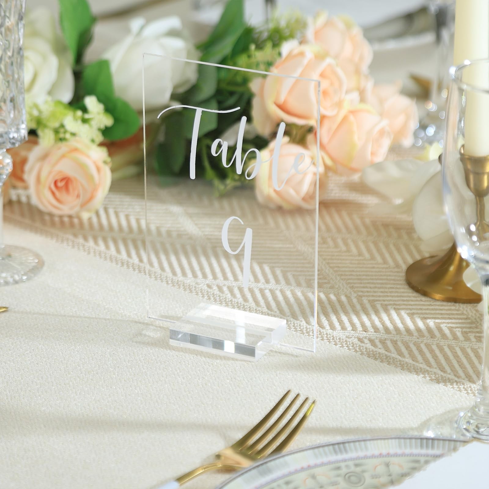 Acrylic Wedding Table Number 1-20 with Stand | 4×6 inch Printed Calligraphy, …