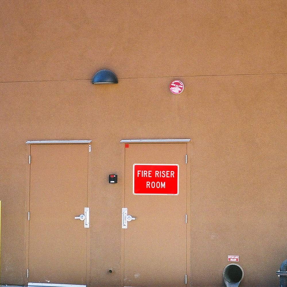 Fire Riser Room Sign 10×7 Inch 0.04 Aluminum Reflective Weatherproof Safety