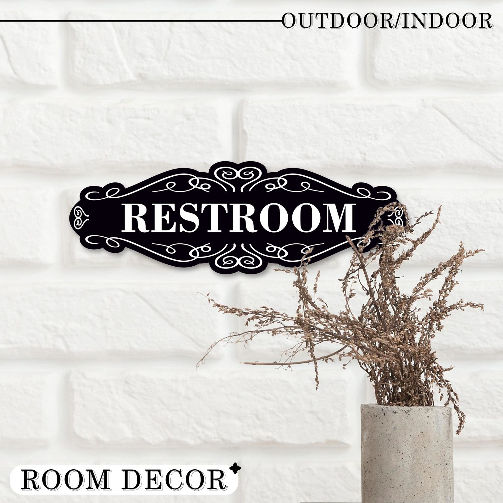 Restroom Sign for Door 9×3 Dibond Self-Adhesive Unisex Bathroom Sign Modern