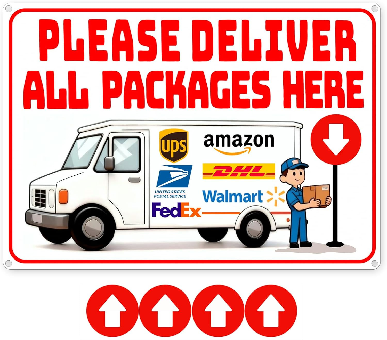 14 x 10 Inch Delivery Sign for Packages, Rust-Free Aluminum Metal Sign with Dire
