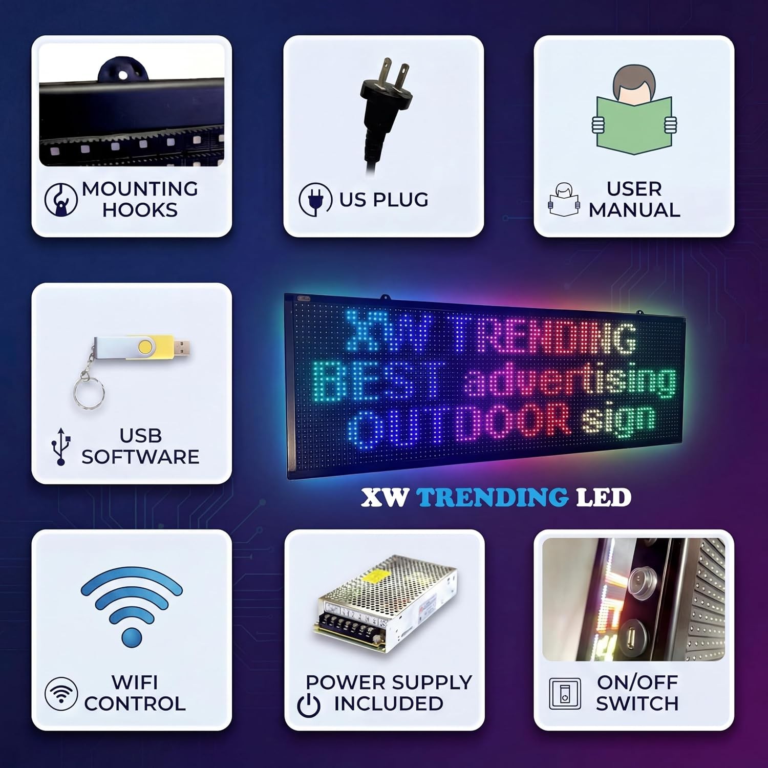 45&Prime; WiFi Scrolling LED Sign Advertising Display