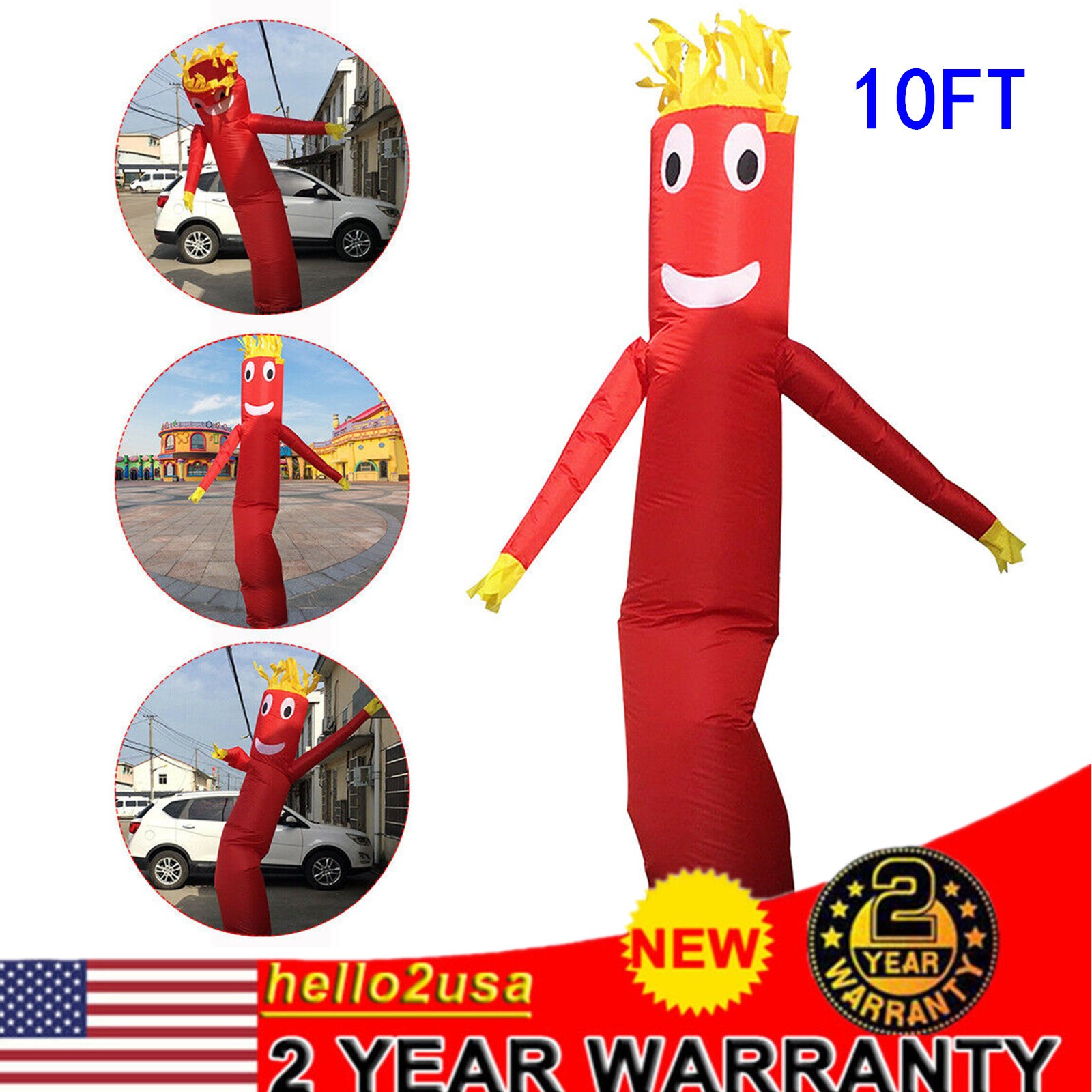 10FT Custom Inflatable Tube Wind Dancer Air Puppet Sky Dancing Wavy Man-Red