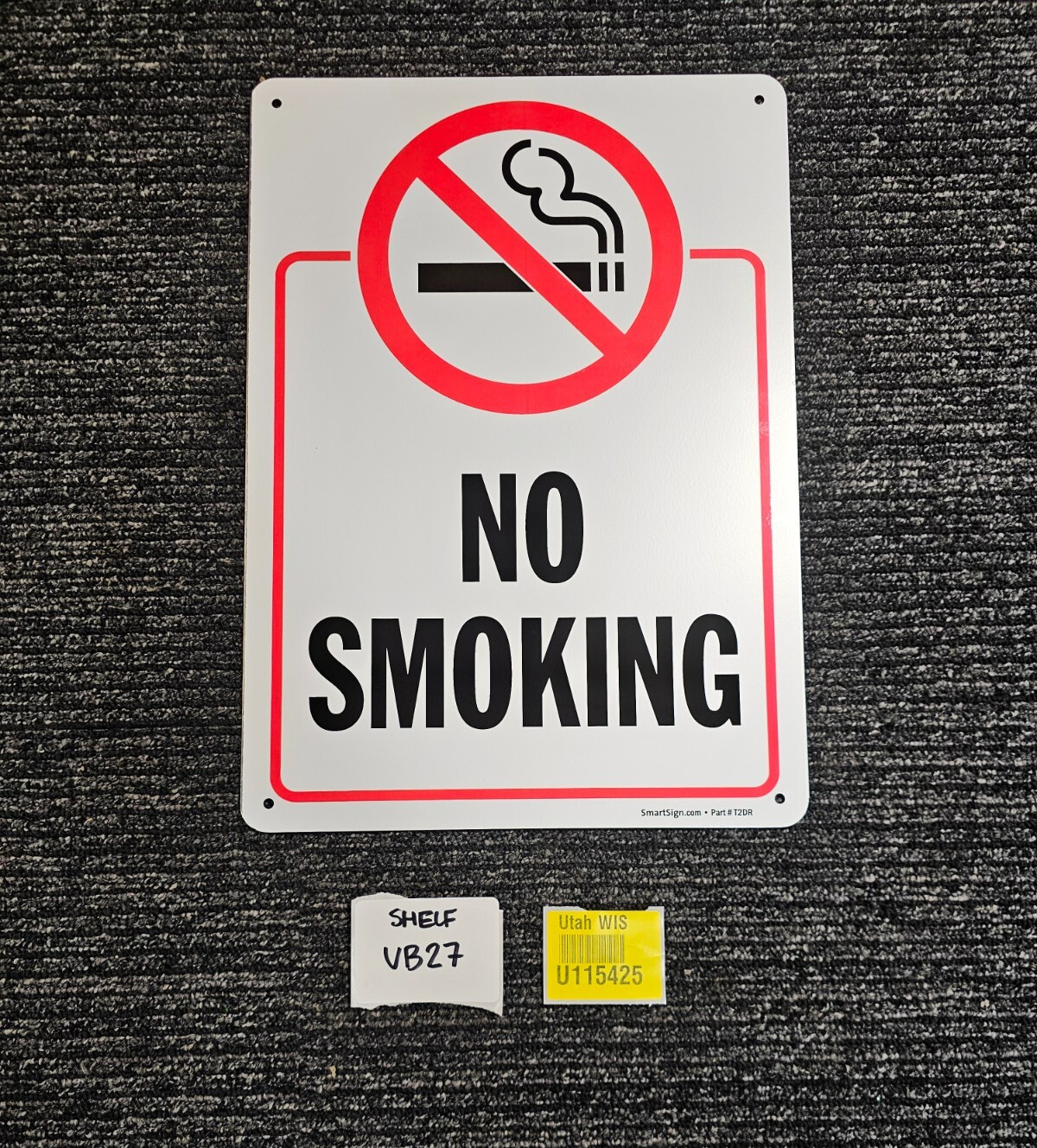 (QTY 5) SmartSign T2DR “No Smoking” Metal Sign with Symbol 40 mil 14 x 10 inch