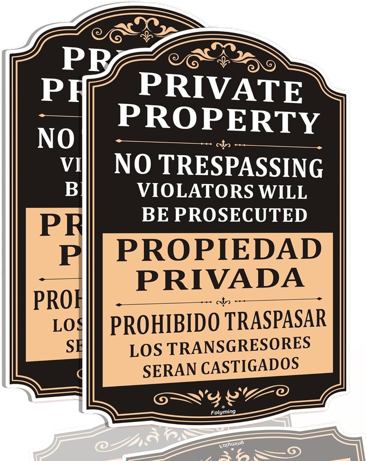 2 Pack Private Property No Trespassing Violators Will Be Prosecuted Bilingual…