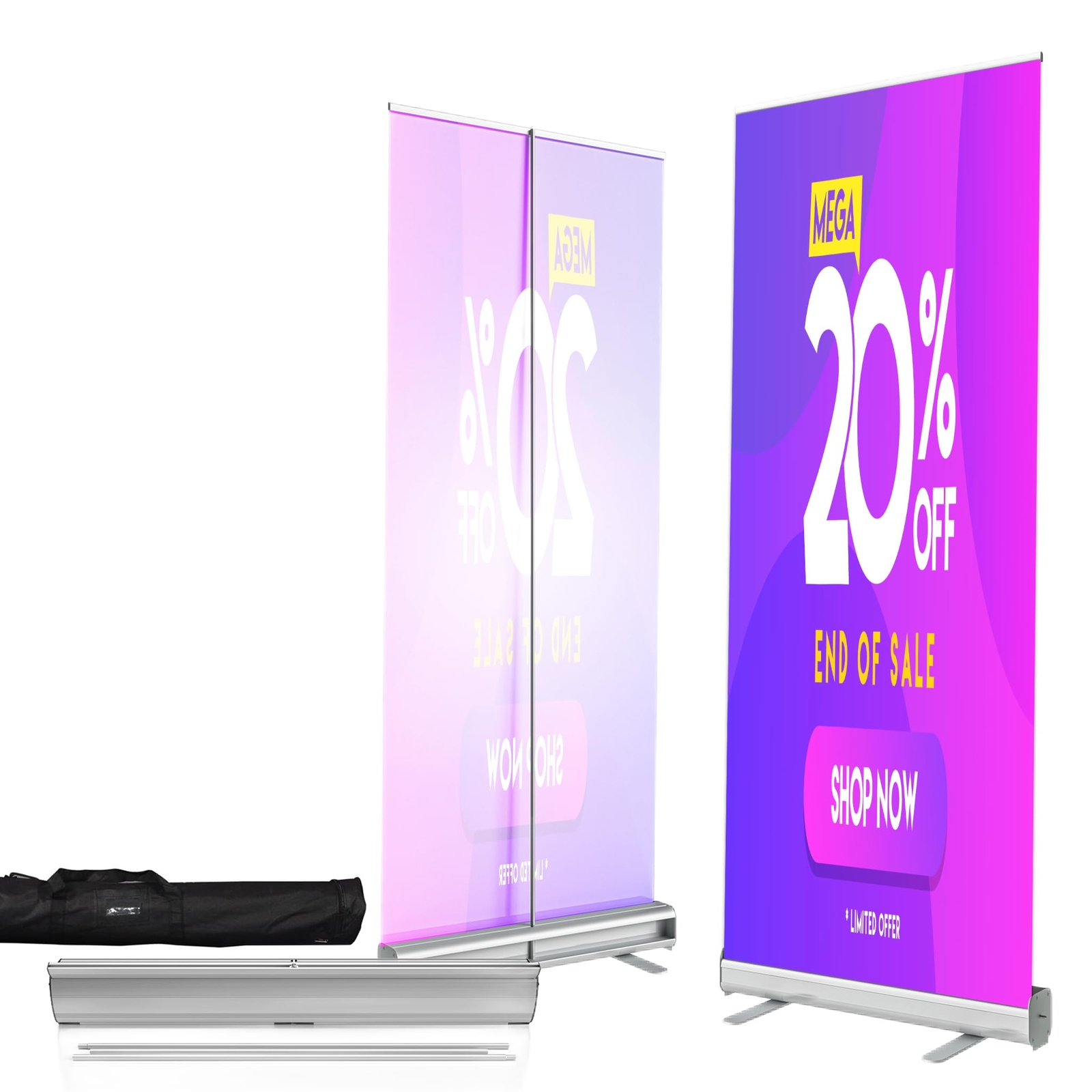 Sale Promotion Sign Retractable Banner Stand | Adjustable Roll-up Frame