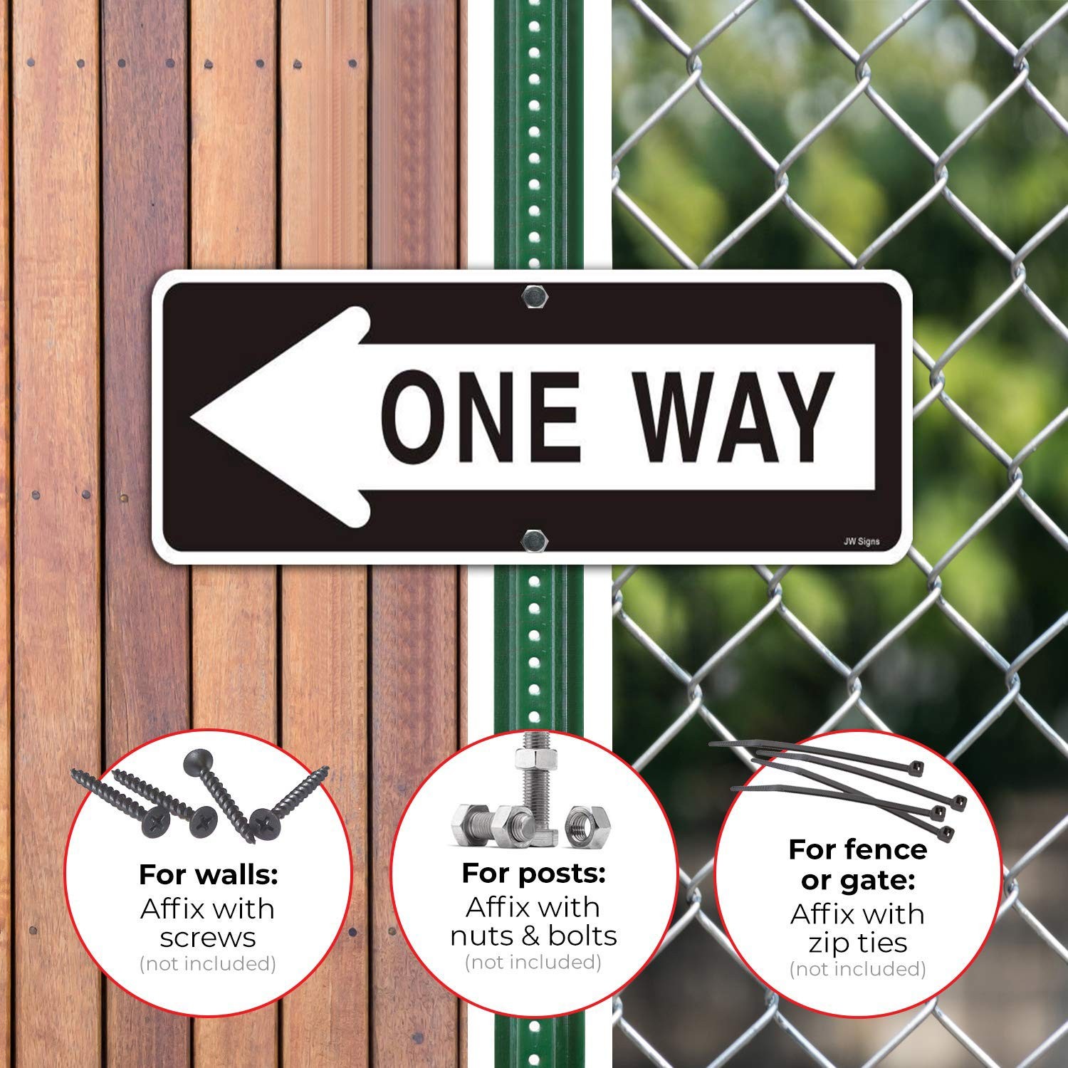 18×6 Inch One Way Left Arrow Reflective Aluminum Traffic Sign .040 UV 2 PCS