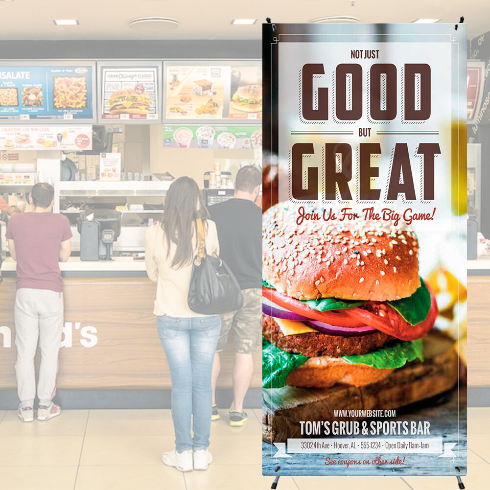 Custom Printing Curl-Free Fabric Banner + Premium X Banner Stand＋Carry Bag
