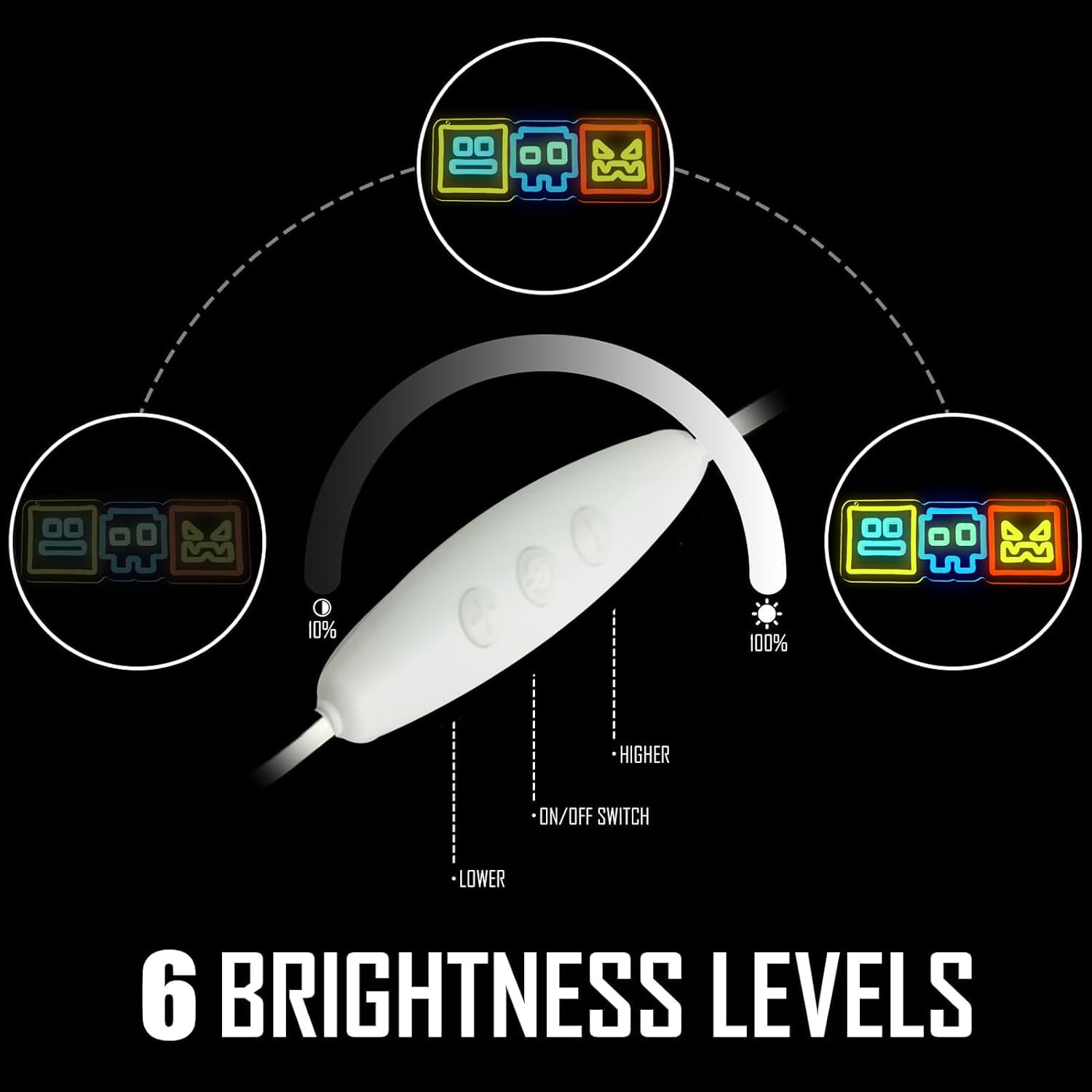 Colorful Arcade Geometry Cube Neon Sign | Smart Dimmer USB Powered No Strobing C