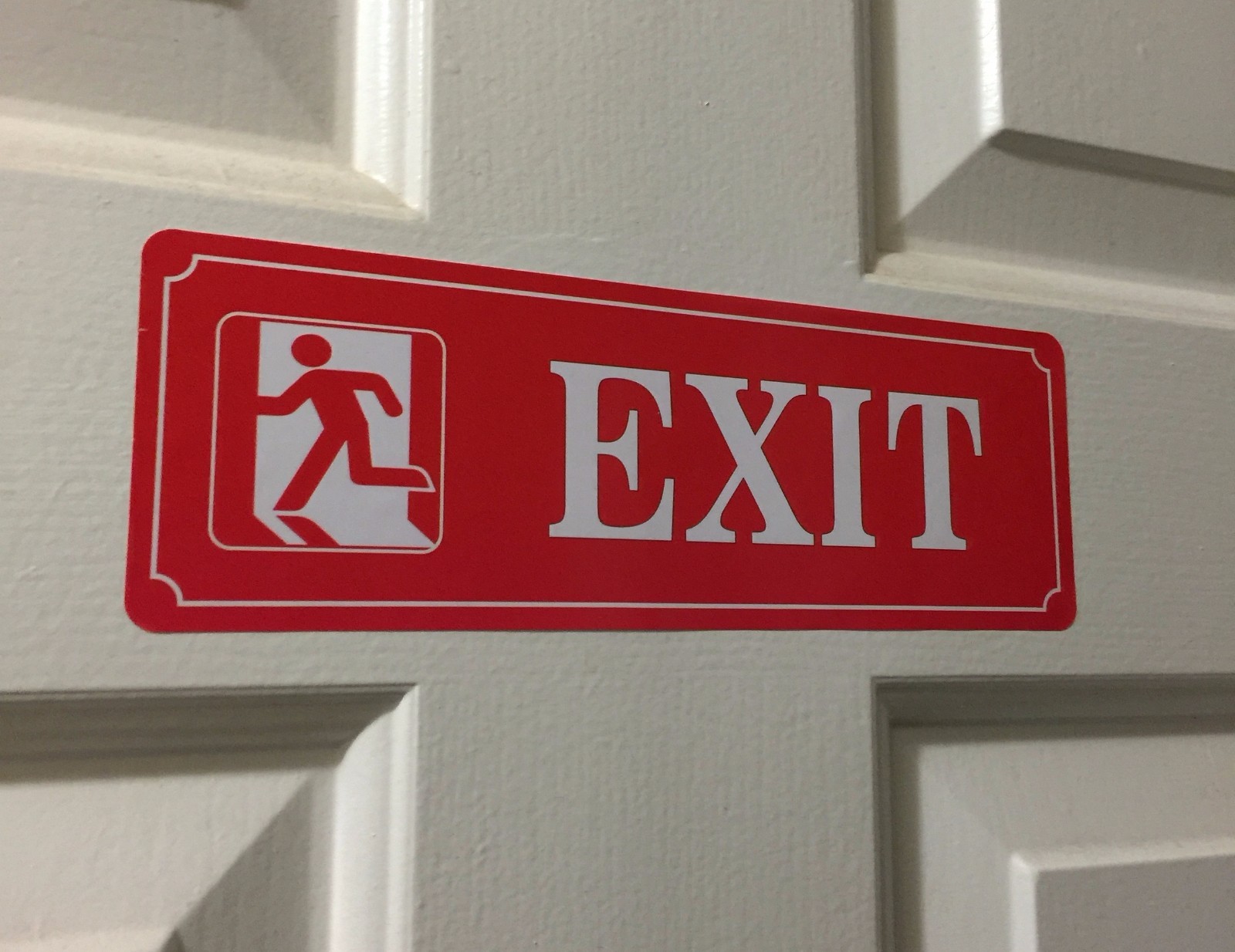 (2 Pack) 9&Prime; X 3&Prime; EXIT Red Door Sign Back Self Adhesive Vinyl Label Decal Sticker
