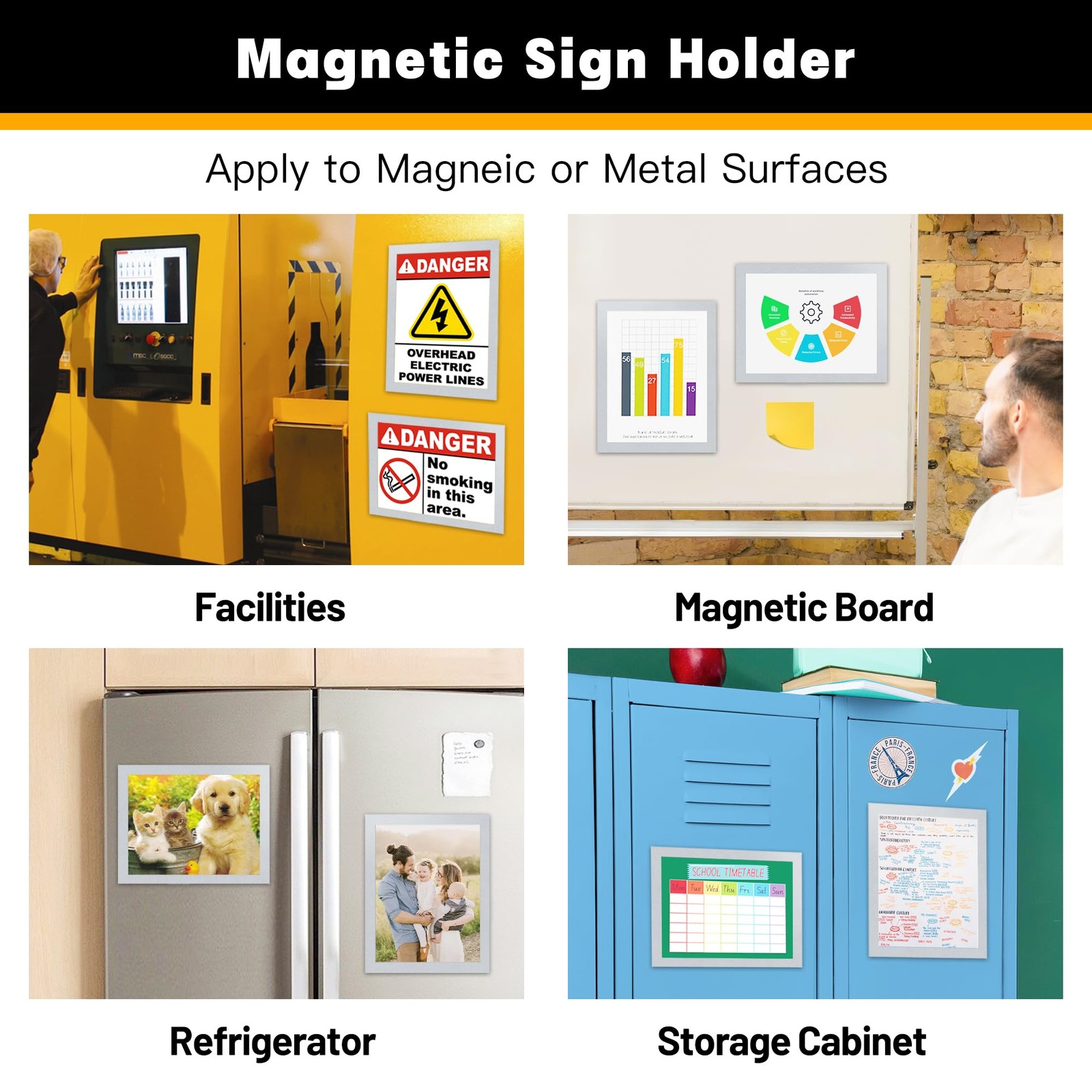VAIIGO 5Packs Magnetic Frames for Refrigerator – 5Pack 8.5&Prime;x11&Prime;, Silver