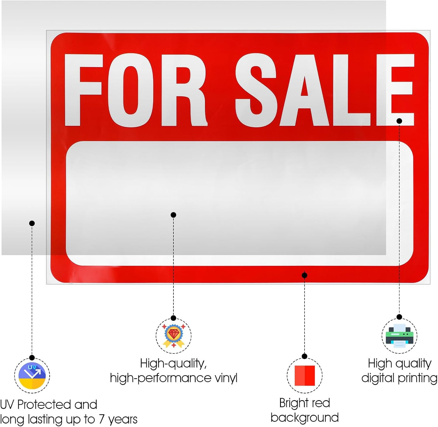 2 Pcs for Sale Sign Car Sticker, 12&Prime; X 8&Prime; Plastic Self-Adhesive Vinyl Sale Sign