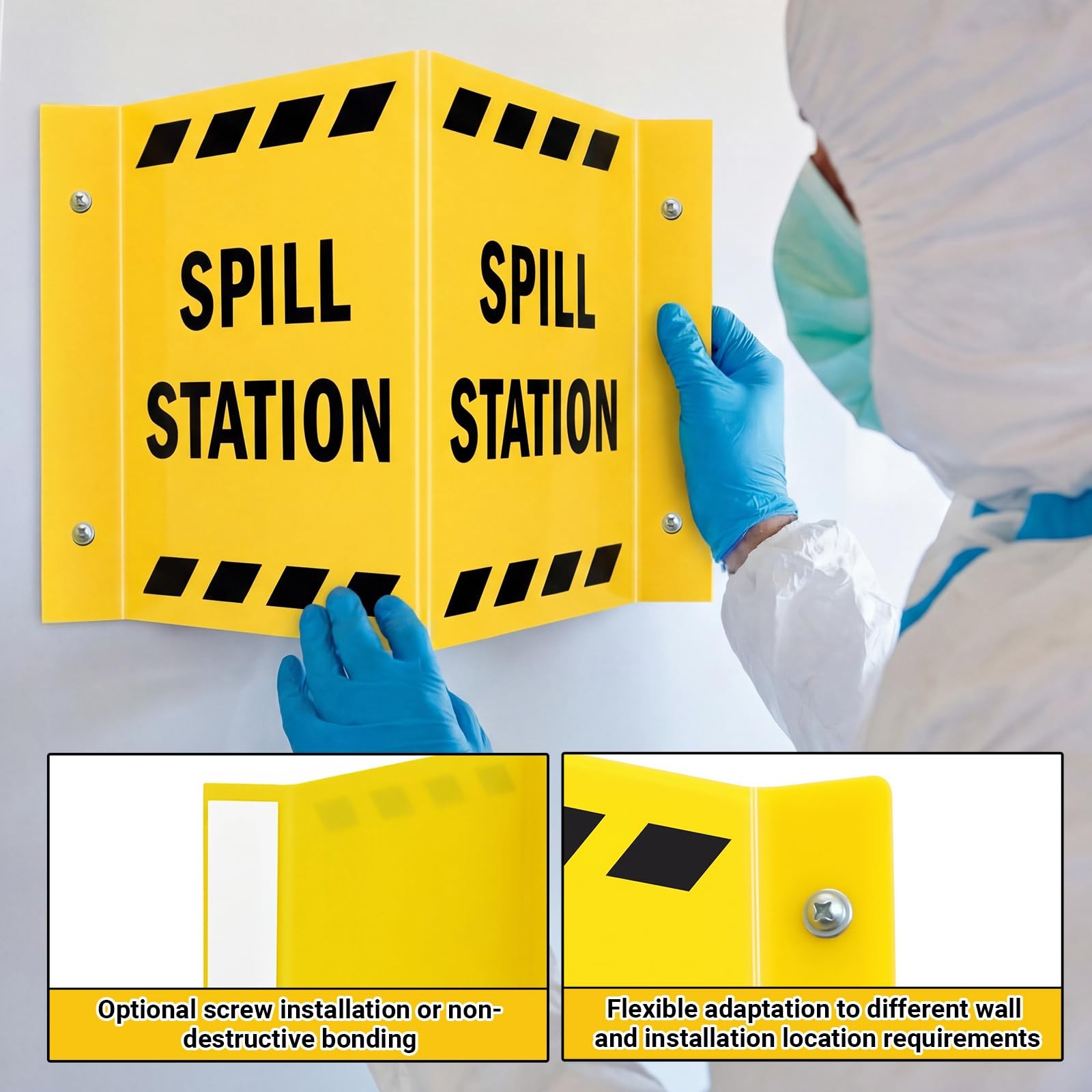 Otoolling 2 Pcs Spill Station Sign, 5&Prime; x 6&Prime; High-density Acrylic Spill Respon…
