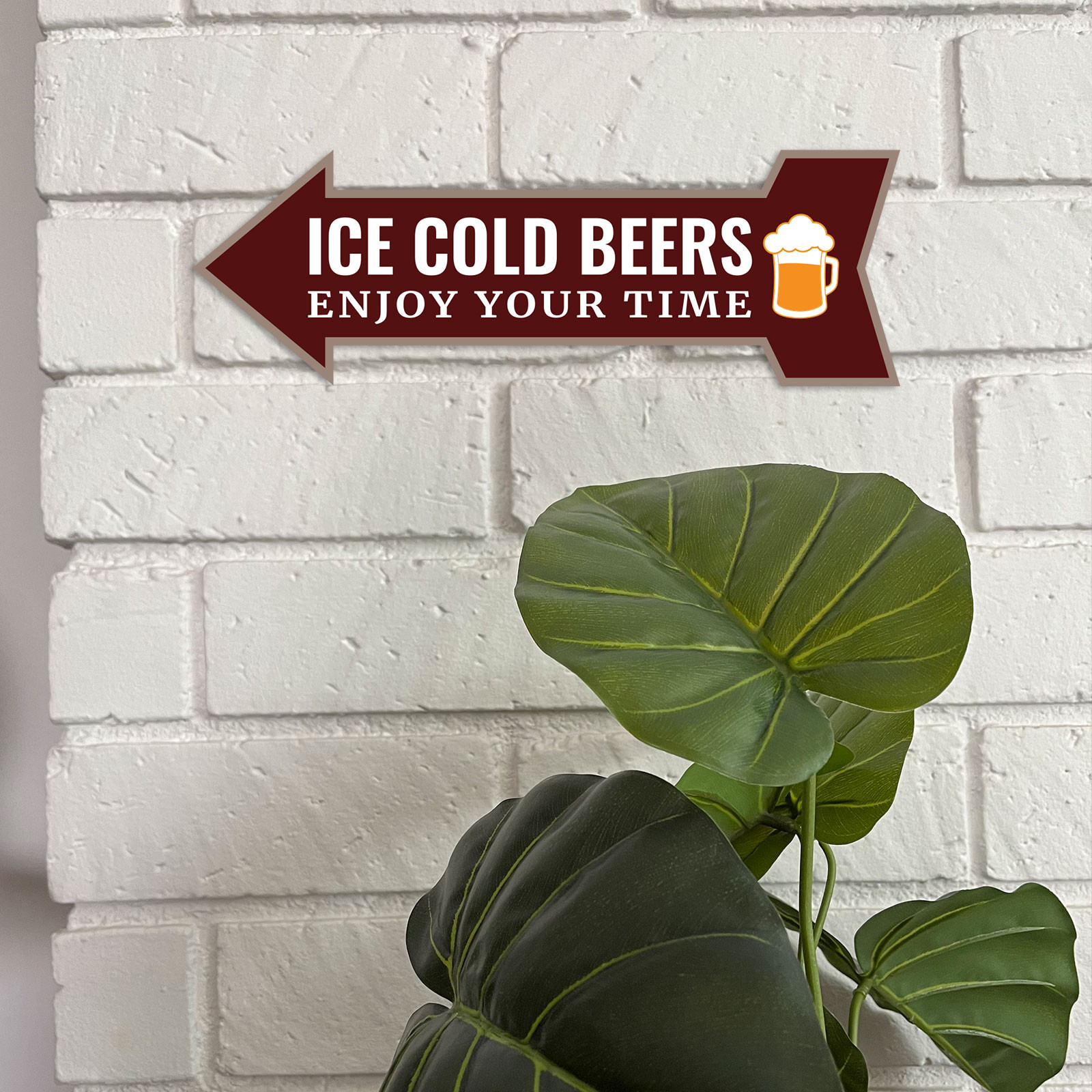 Arrow Shape Ice Cold Beers Enjoy Your Time 12×4&Prime; Wall or Door Sign
