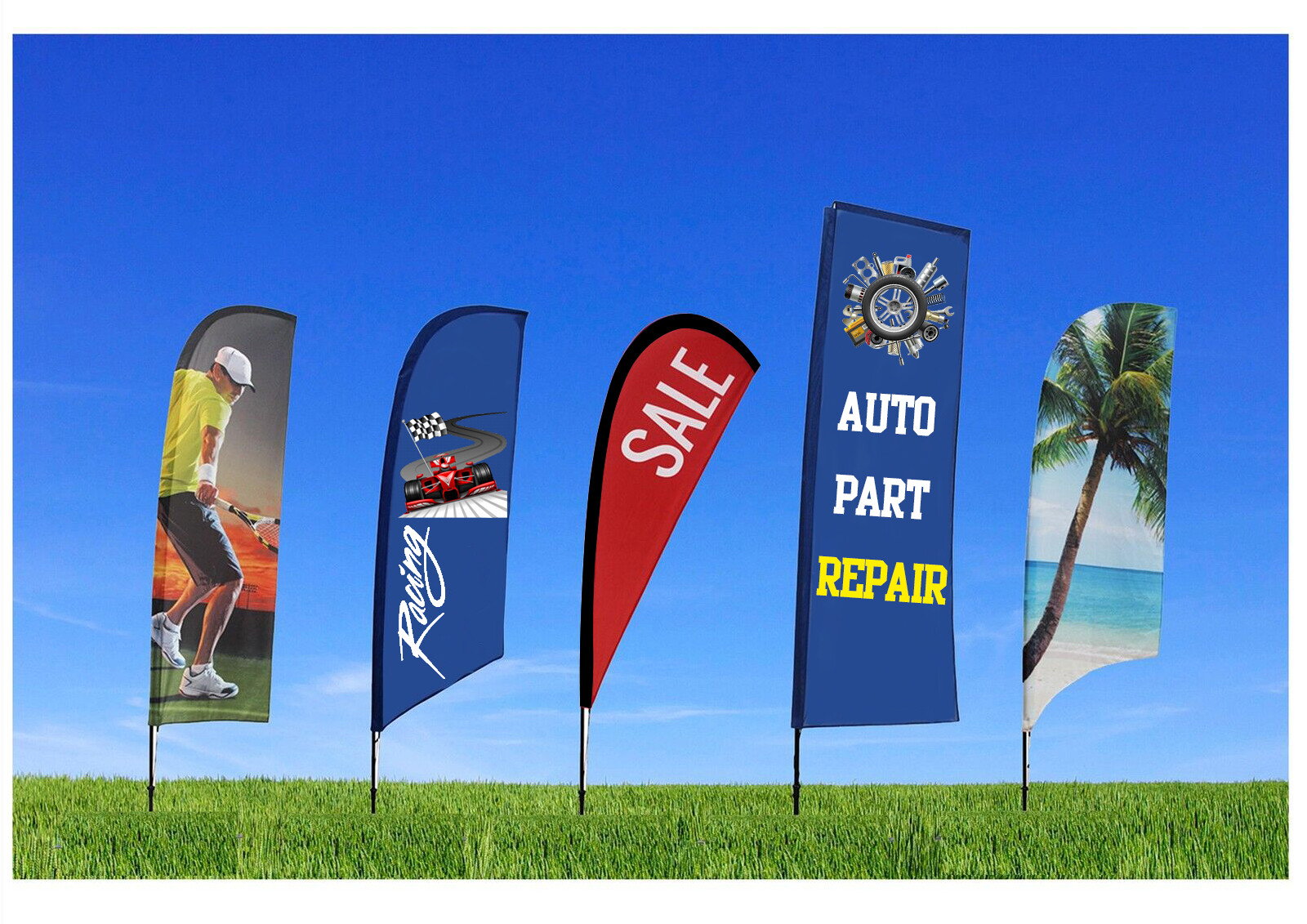 Custom Double-Sided Teardrop Feather Flags Swooper Advertising Flags Banners