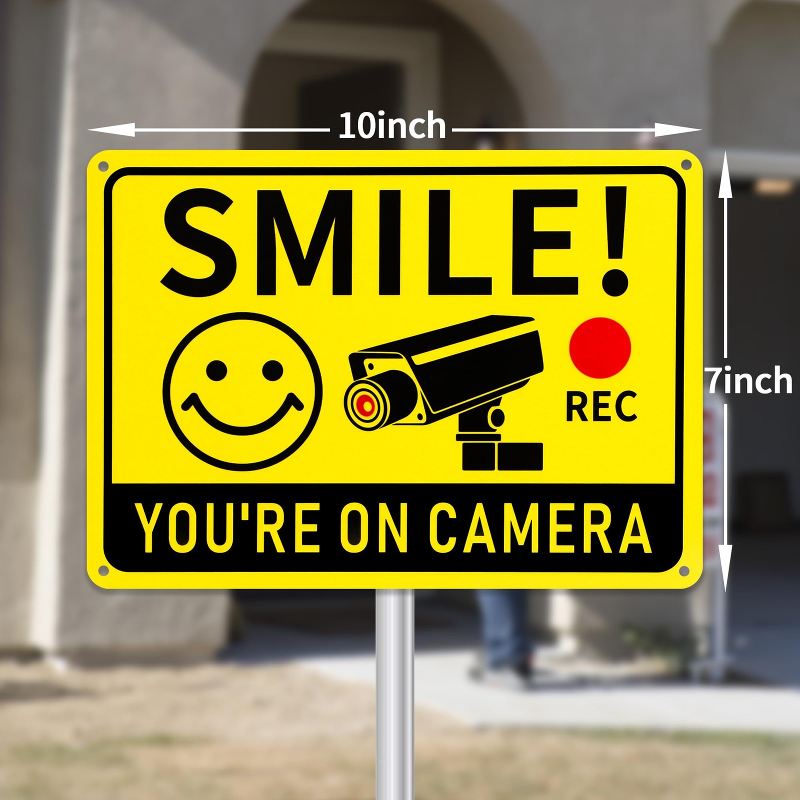 2 Pack Smile You&rsquo;re on Camera Signs – Video Surveillance Signs Outdoor, 10&Prime;x7…