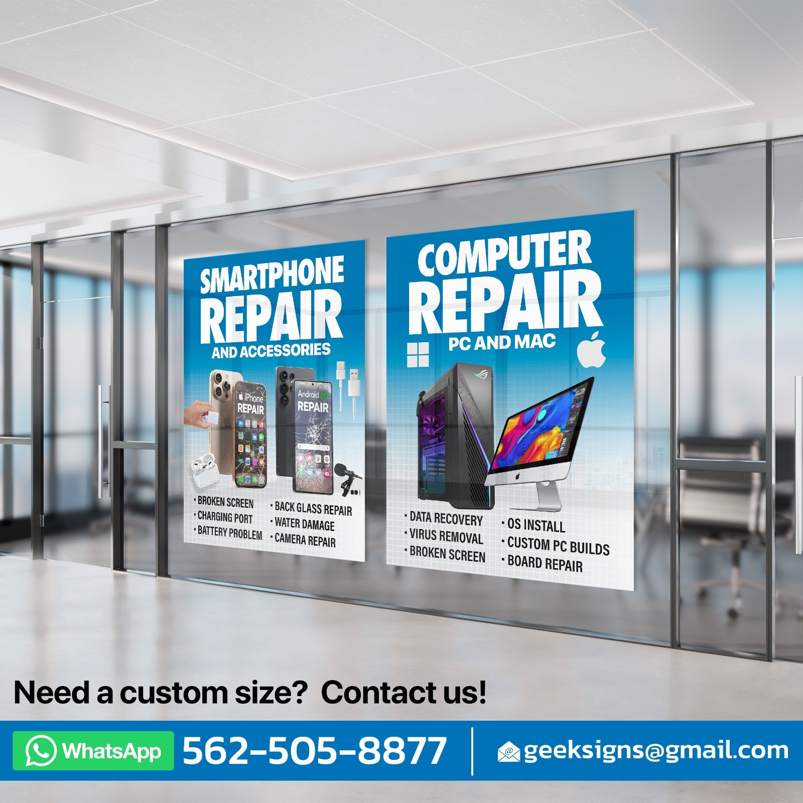 Computer Smartphone Tablet RETAIL WINDOW sign poster Windows Android Apple