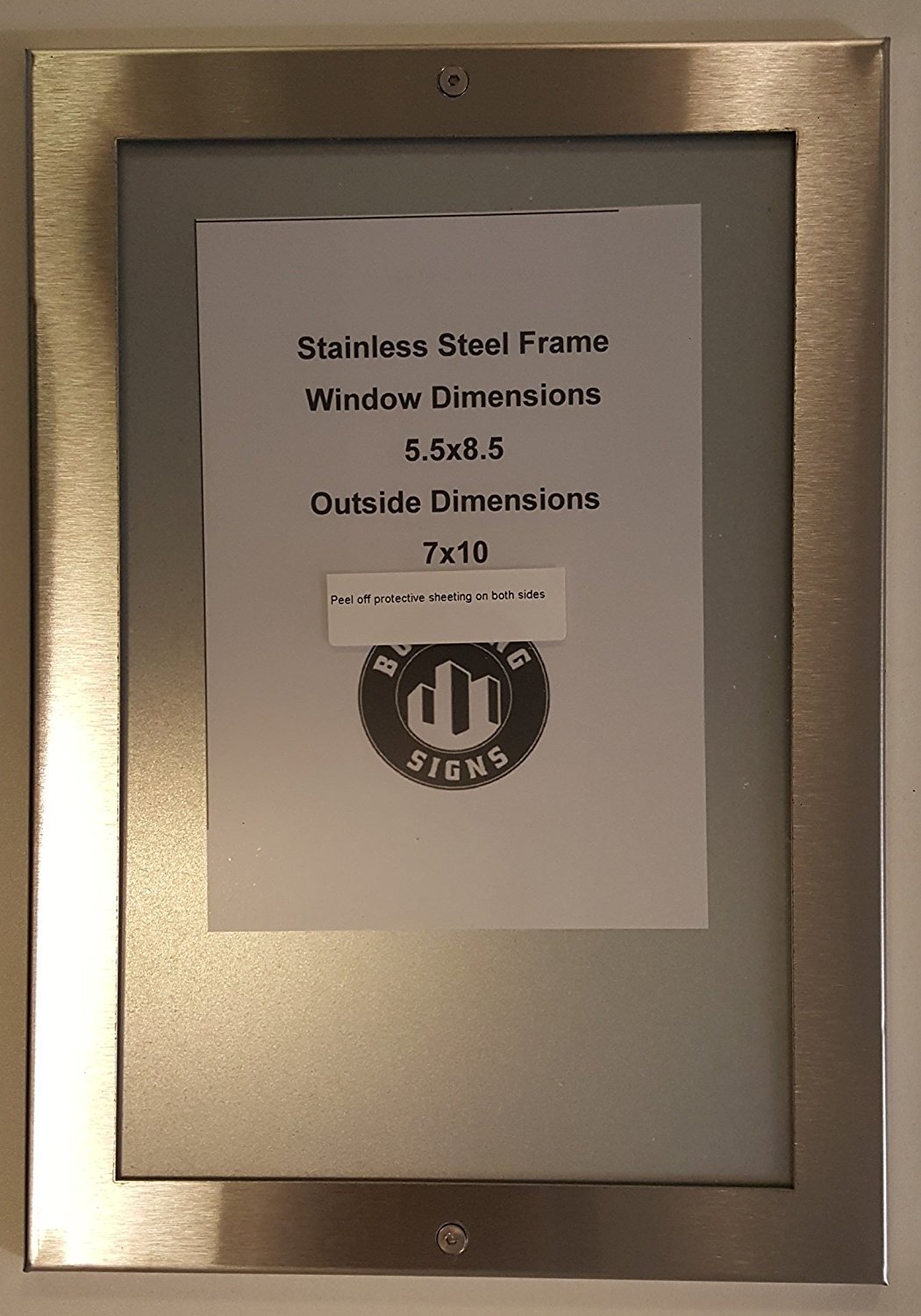 Elevator certificate frame 8.5&Prime; x 5.5&Prime; stainless Steel-REF24-1027