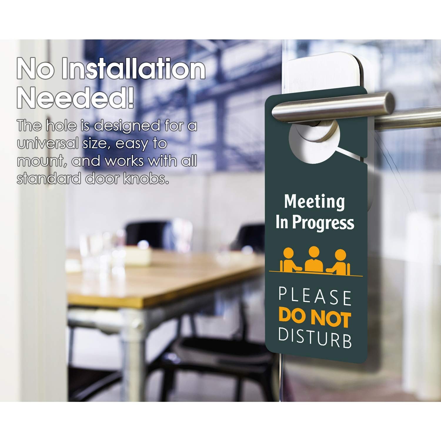 4 PCS Meeting In Progress Do Not Disturb Door Hanger Sign 3.5×8.7 Inch PVC