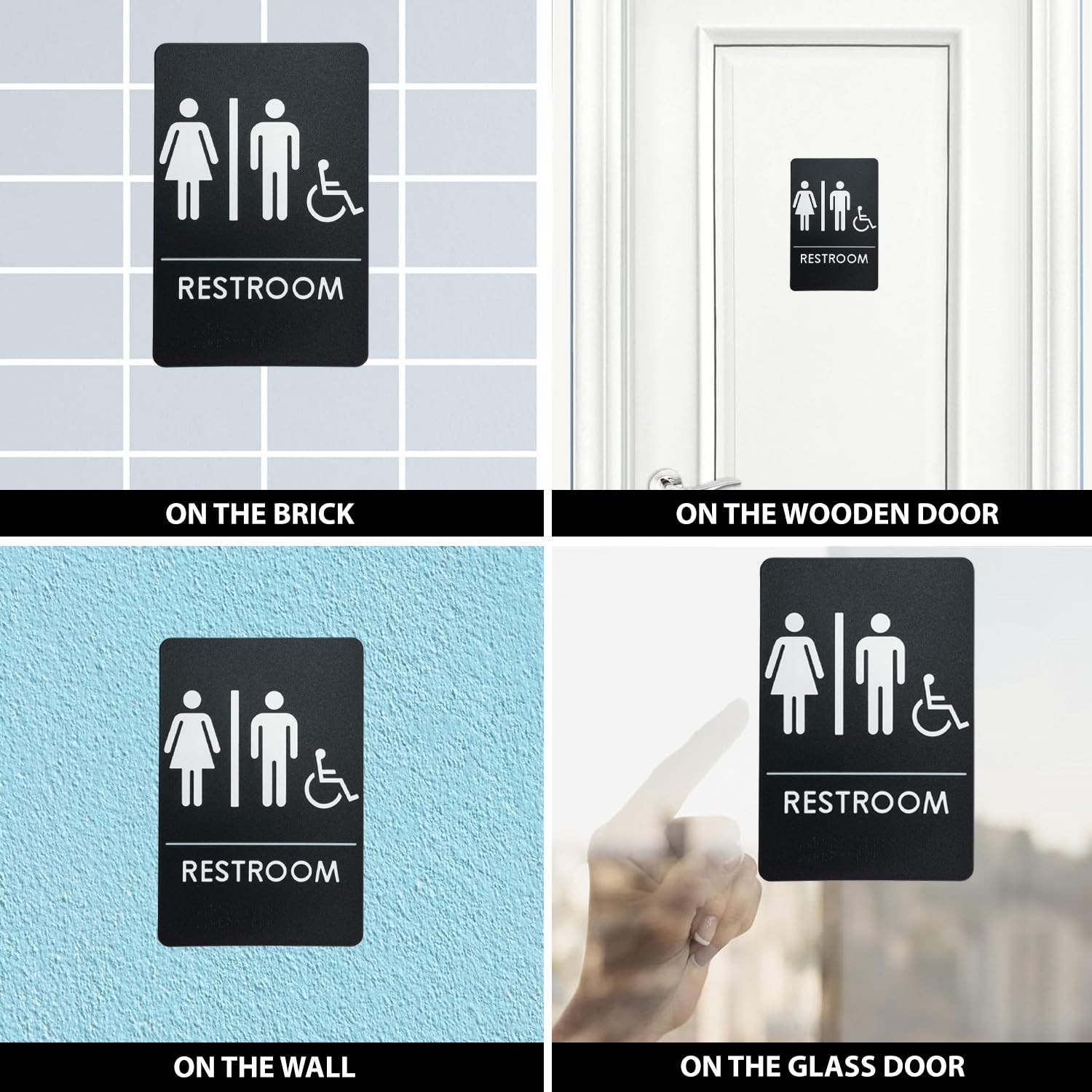 USA Made – Men&rsquo;s and Women&rsquo;s Restroom Signs Small Signage, Black Handi-Unisex
