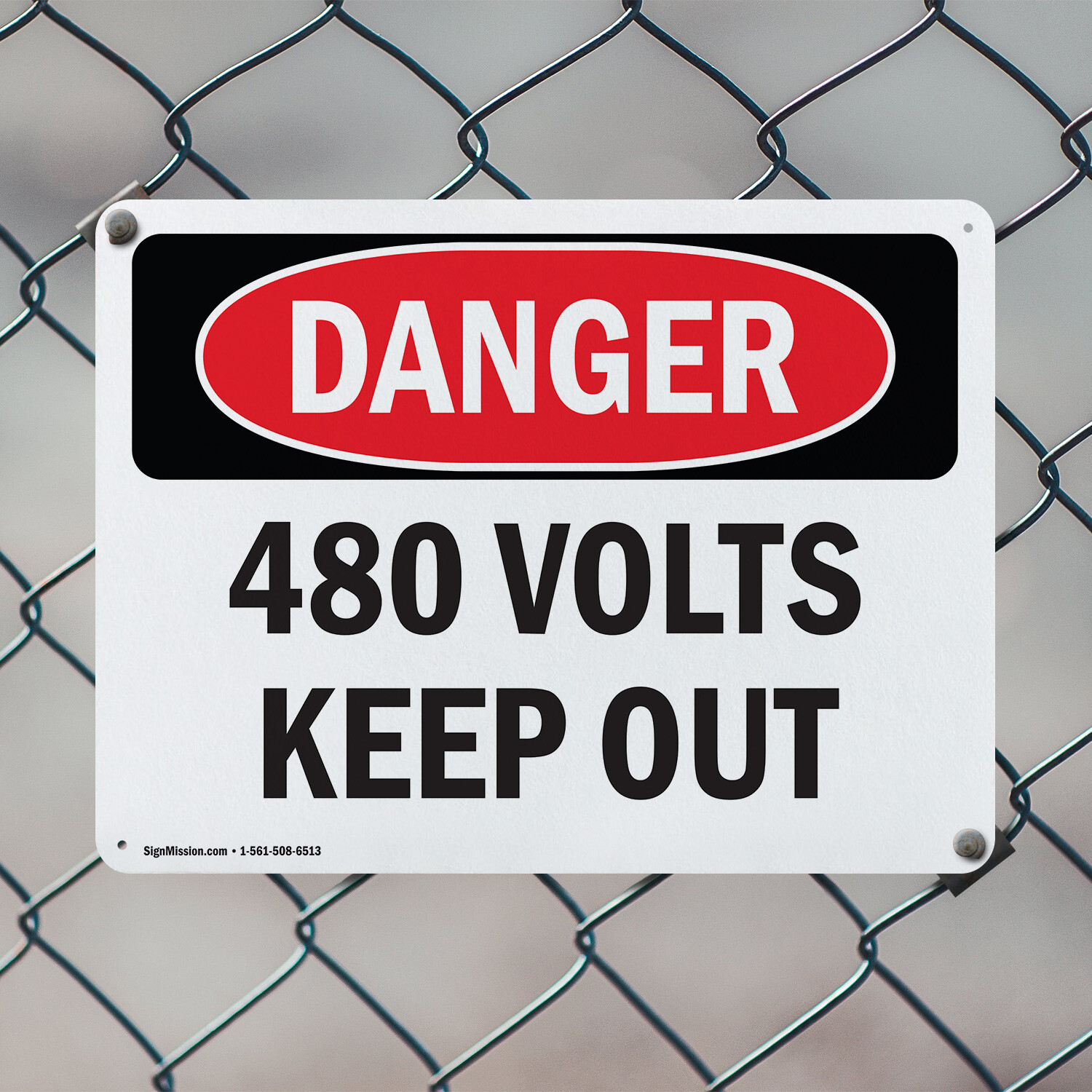 (2 Pack) 480 Volts Keep Out OSHA Danger Sign Decal Metal Plastic