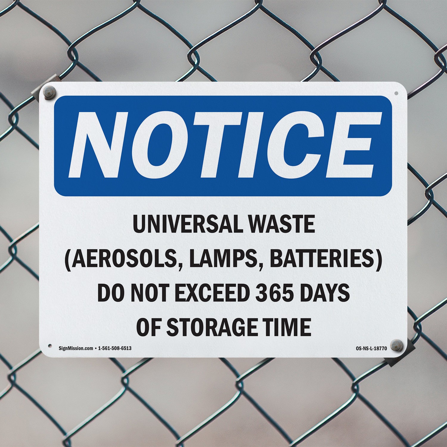 Universal Waste (Aerosols Lamps Batteries) OSHA Notice Sign, Decal 5 or 10 Pack
