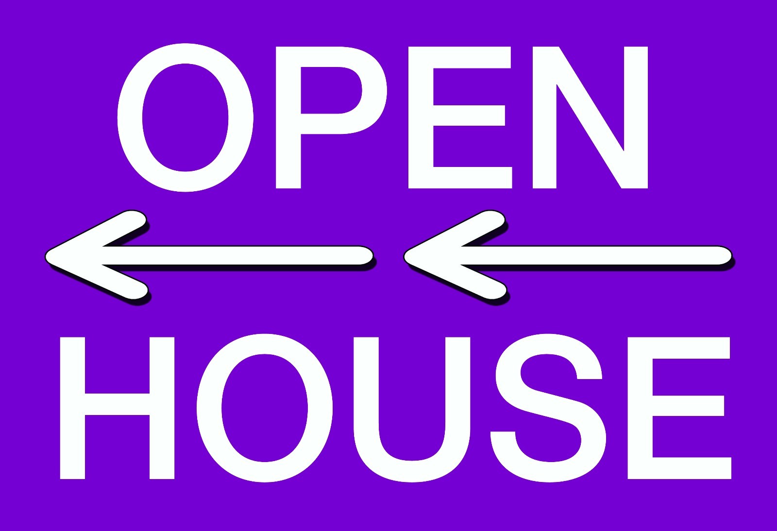 10 12×18 CORRUGATED PLASTIC « OPEN HOUSE » SIGN WITH WIRE STAKE (2 SIDED PURPLE)