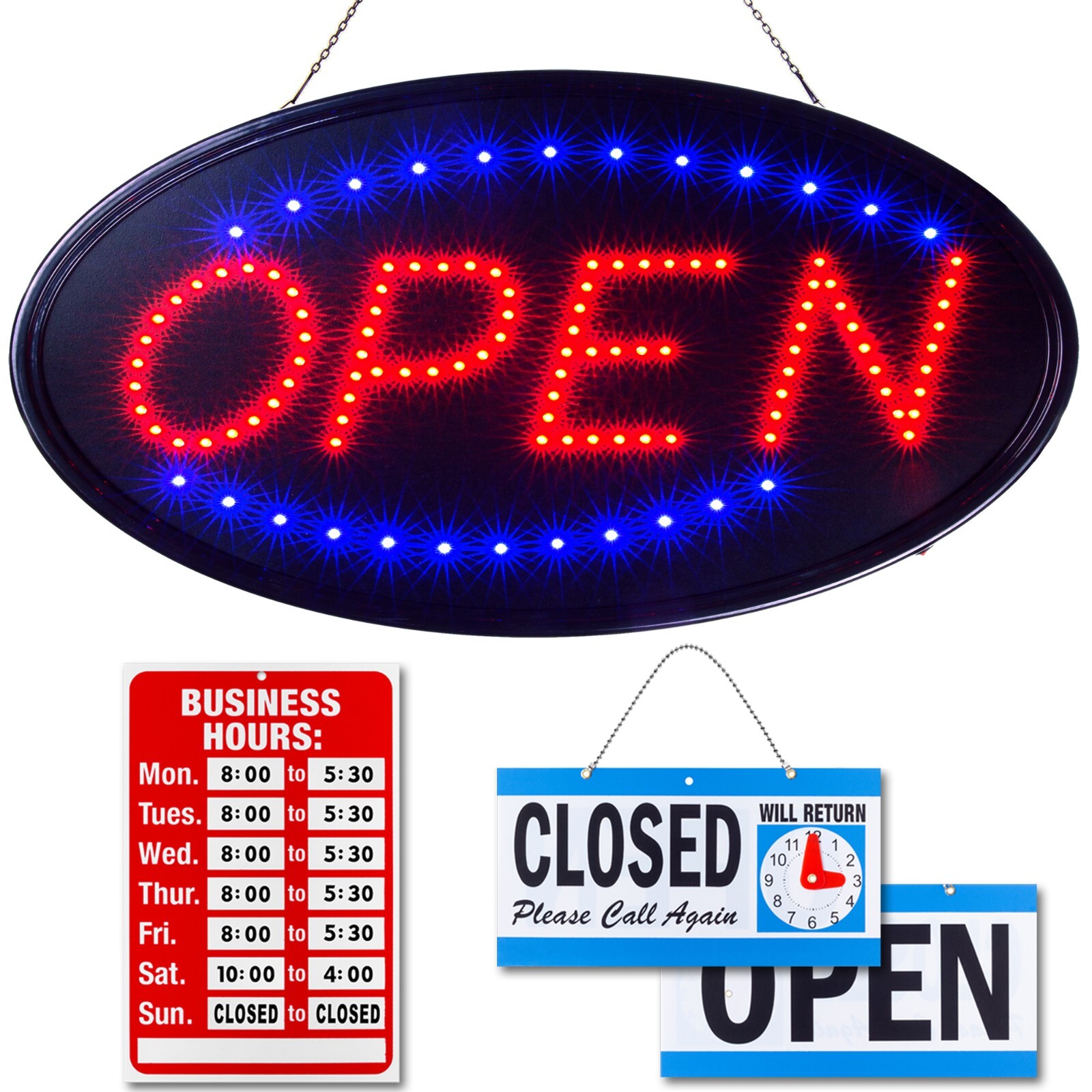 LED Neon Open Sign 19&Prime; x 10&Prime; by Ultima LED: Bundle for Business Includes 3 signs