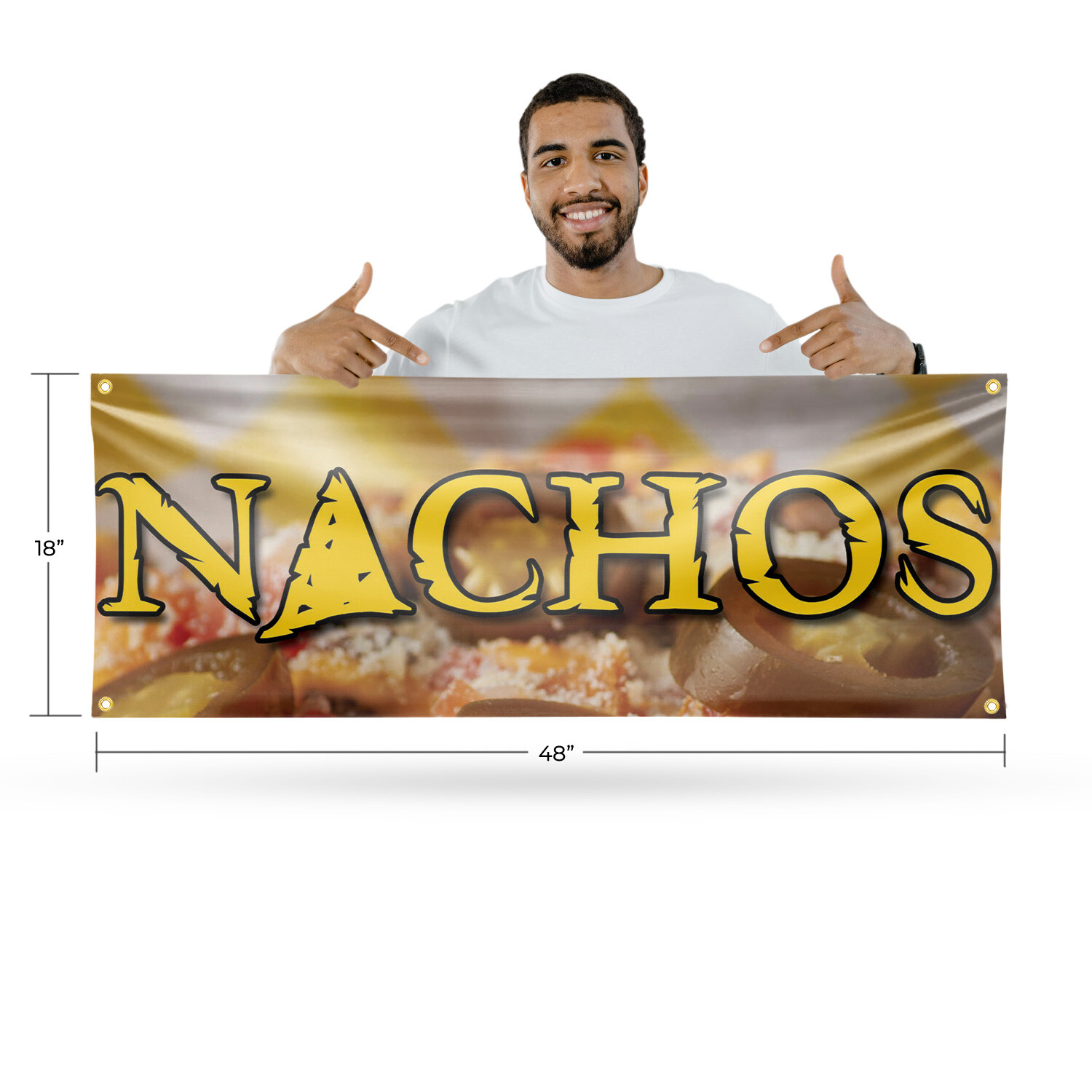 Nachos 13 oz Vinyl Banner Sign with Metal Grommets Heavy-Duty Single-Sided
