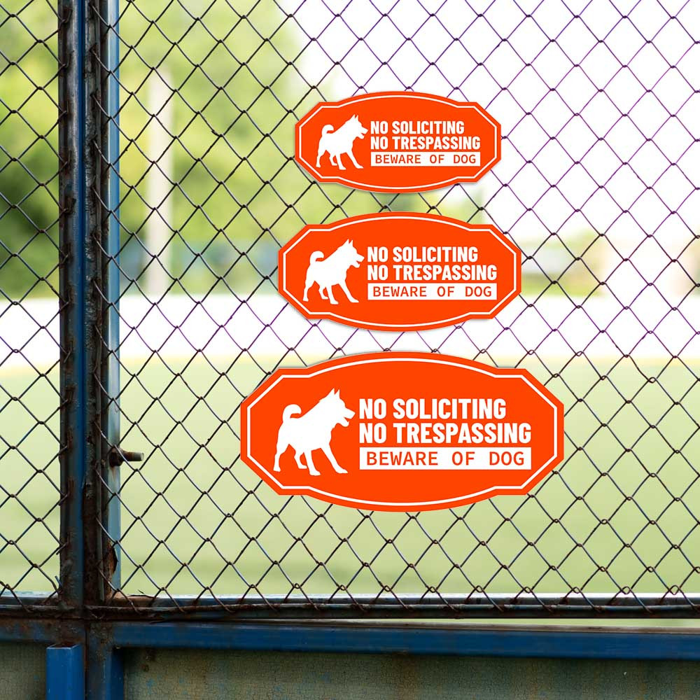 Victorian Plus No Soliciting No Trespassing Beware of Dog Wall or Door Sign