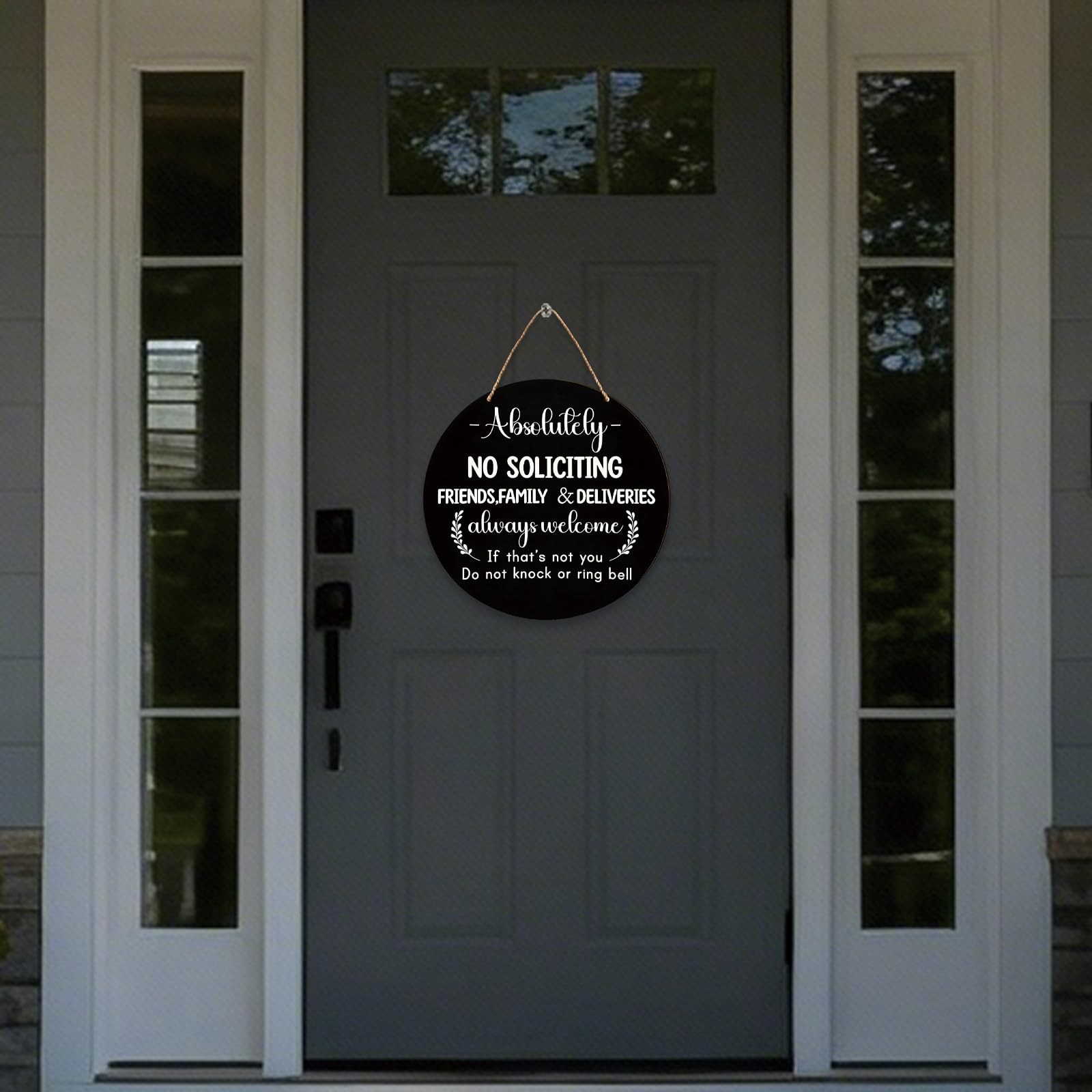 Wooden Sign for Front Door – No Soliciting, Don&rsquo;t Knock or Ring Black