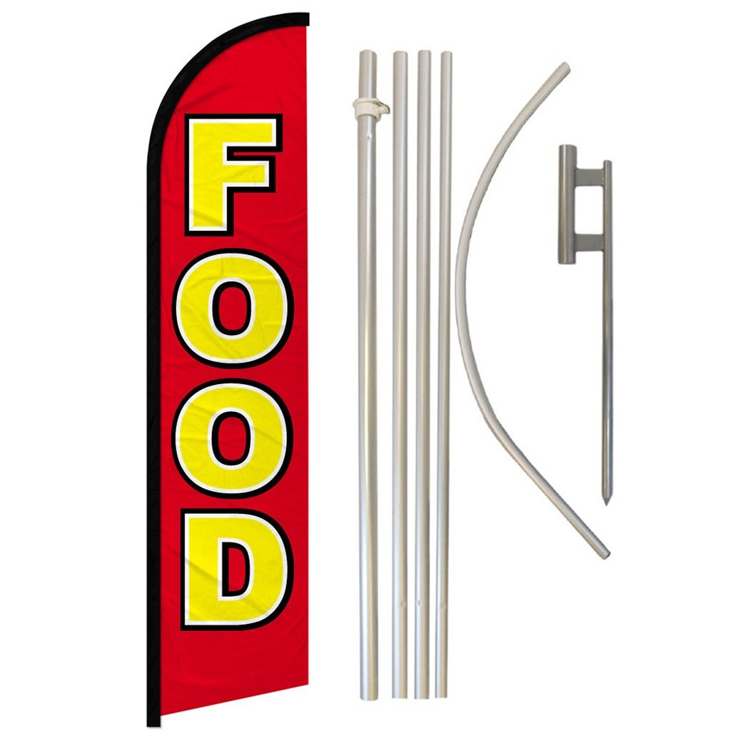 Food Full Curve Windless Swooper Flag Pole Kit Concessions Restaurant