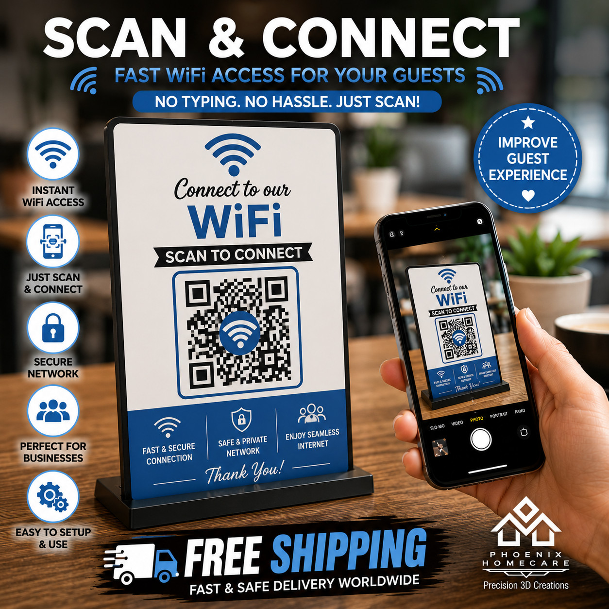 Custom QR Code Sign Stand | Scan to Pay | PayPal Venmo Cash App |Storefront Sign