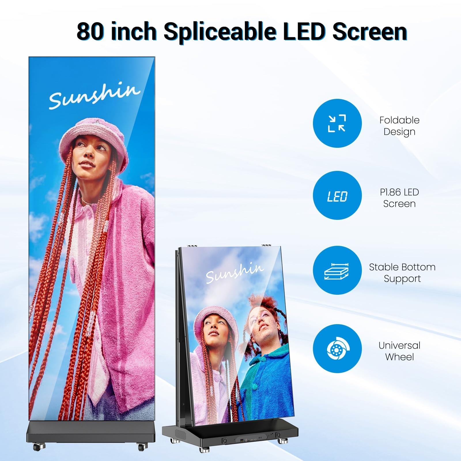 80 Inch LED Digital Signage Display, Foldable Seamless Stitching Kiosk