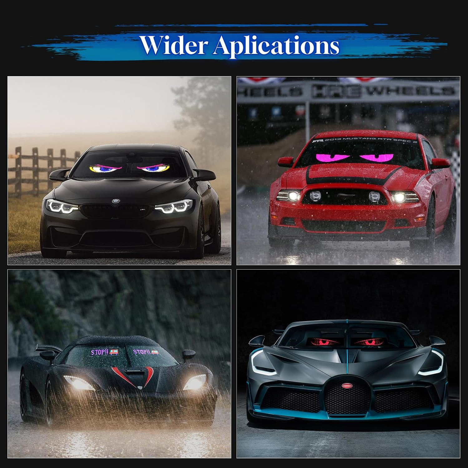 LED Sign for Car Devil&rsquo;S Eyes Light for Windshield APP Control Scrolling Display