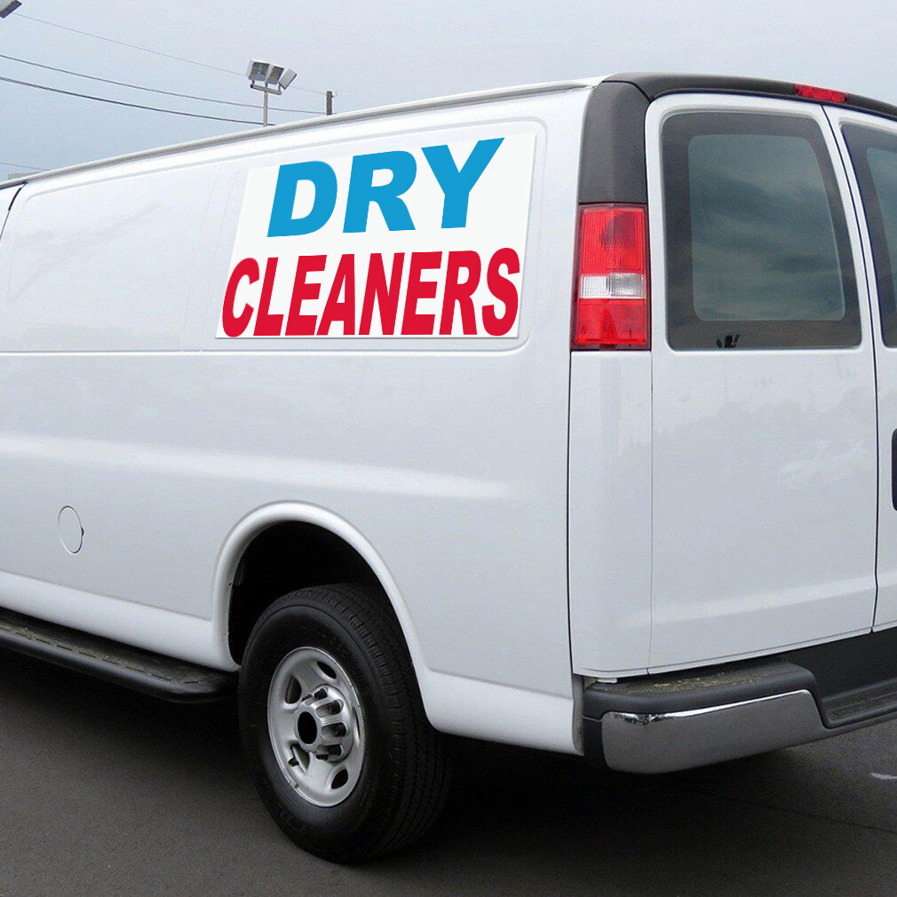 Car Magnet Set of 2 Dry Cleaners Blue Red A Car Advertising Industrial Sign