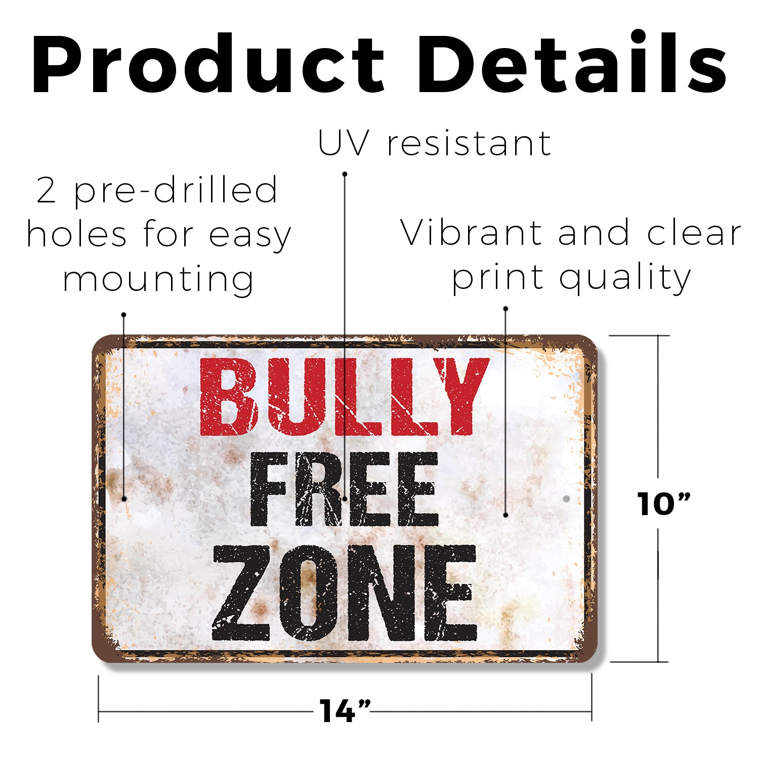 Bully Free Zone Sign Kind Words Only Durable Perfect for Schools Playrooms Gyms